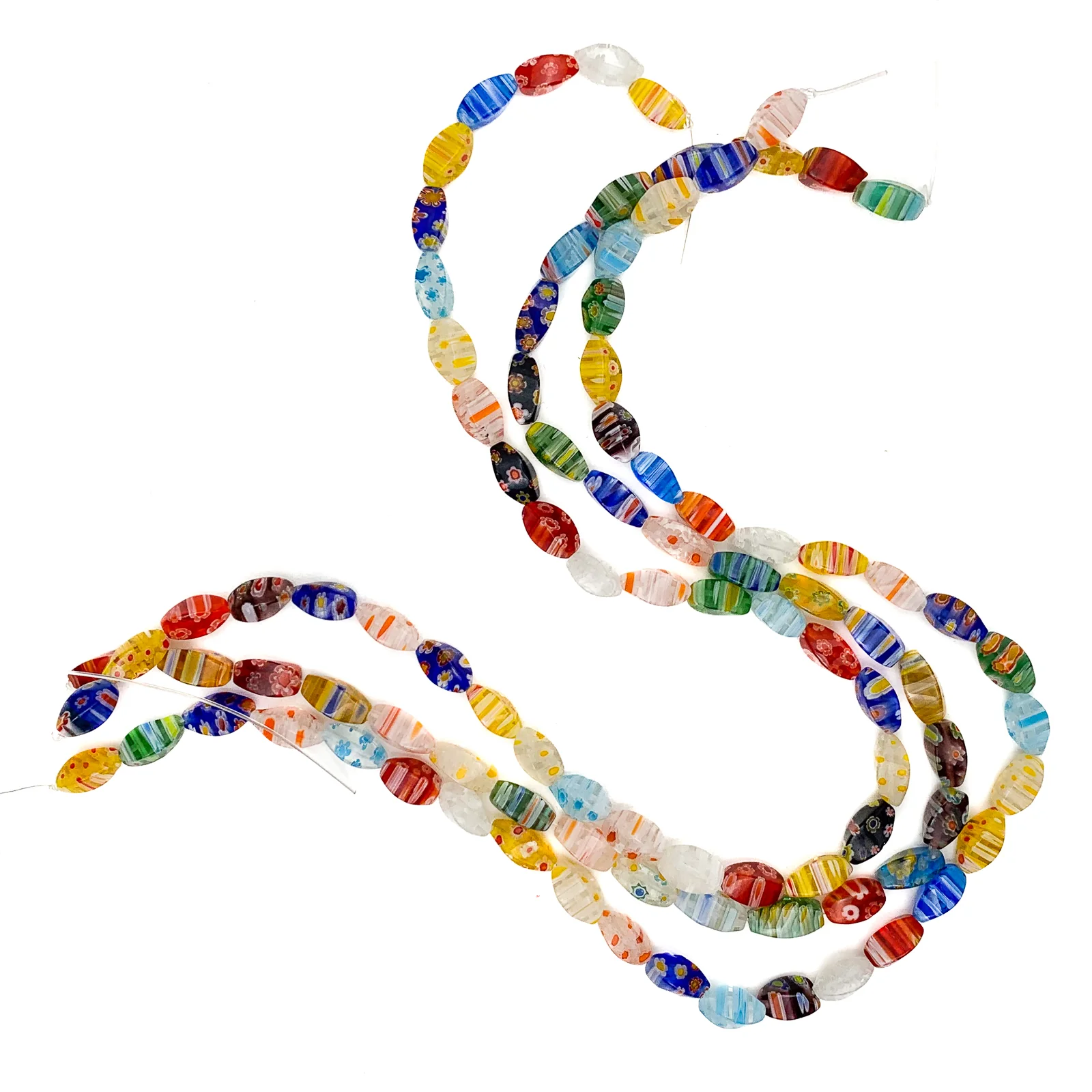 Millefiori Rhomboid Twist 12mm Glass Bead Strand - Image 3