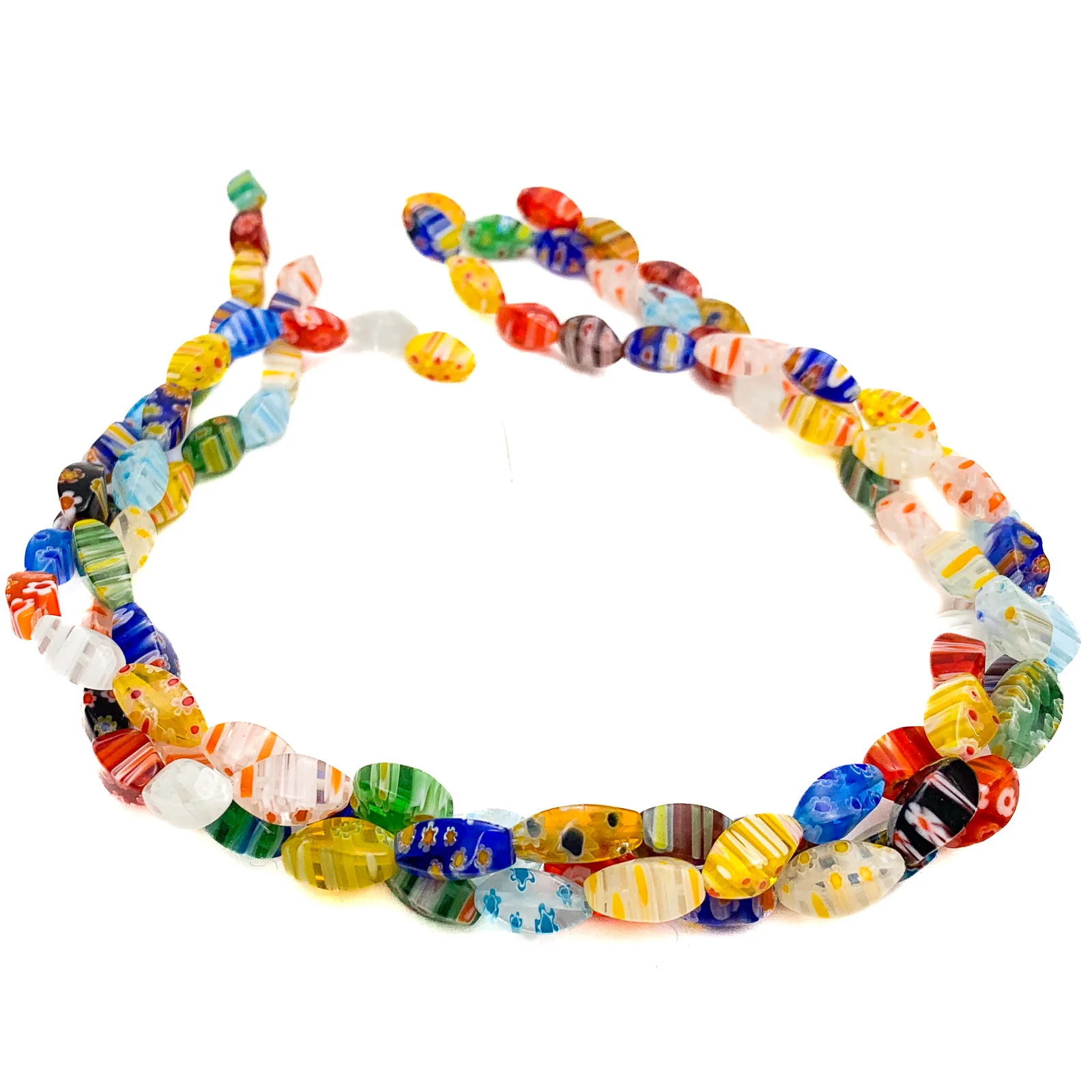 Millefiori Rhomboid Twist 12mm Glass Bead Strand - Image 4