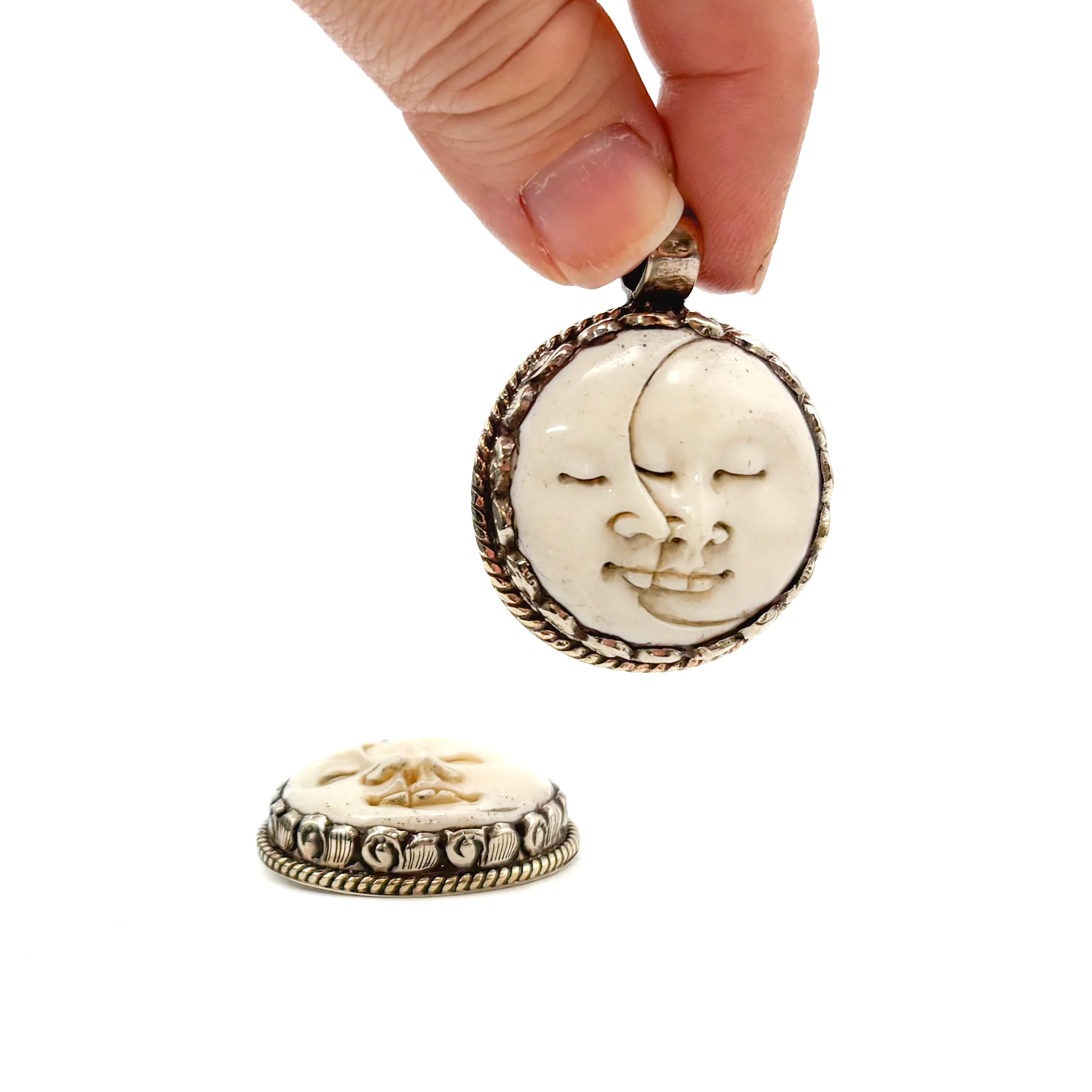 Moon Phase Bone Brass Pendant Amulet 1 PIECE - Image 10