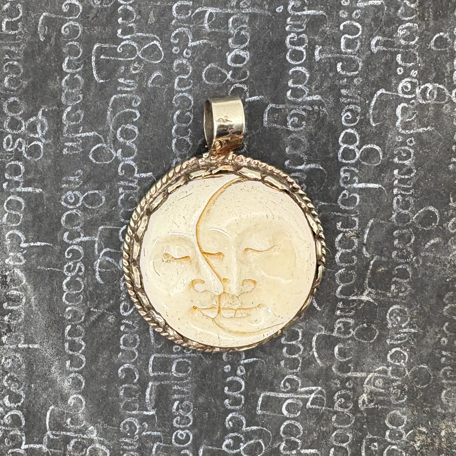 Moon Phase Bone Brass Pendant Amulet 1 PIECE - Image 13