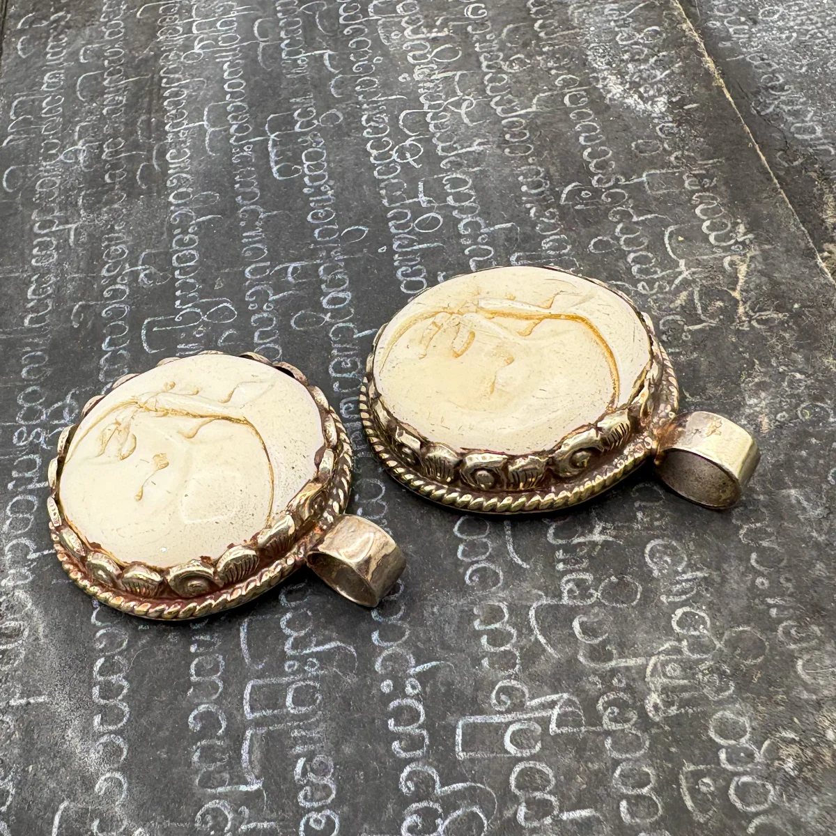 Moon Phase Bone Brass Pendant Amulet 1 PIECE - Image 14