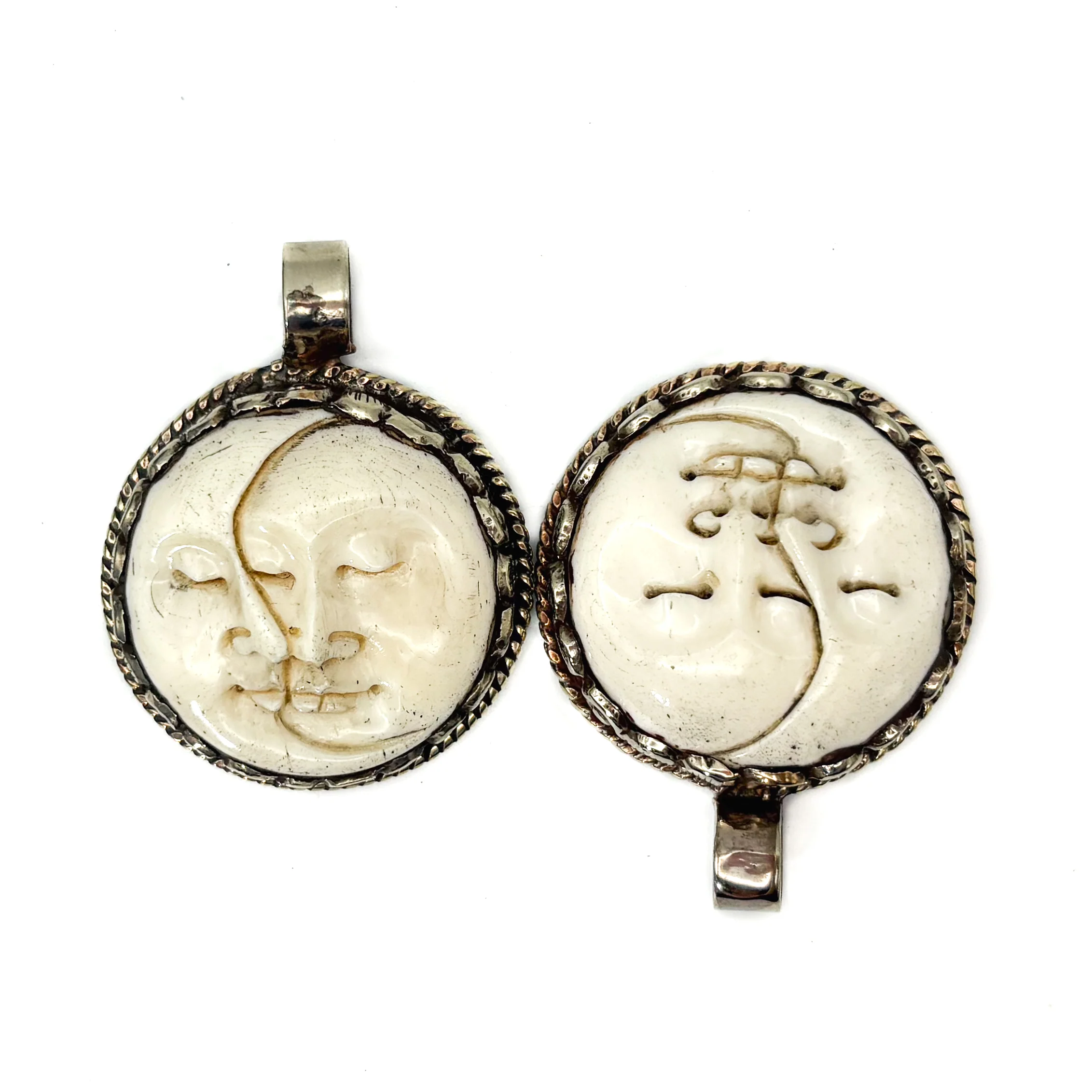 Moon Phase Bone Brass Pendant Amulet 1 PIECE - Image 2