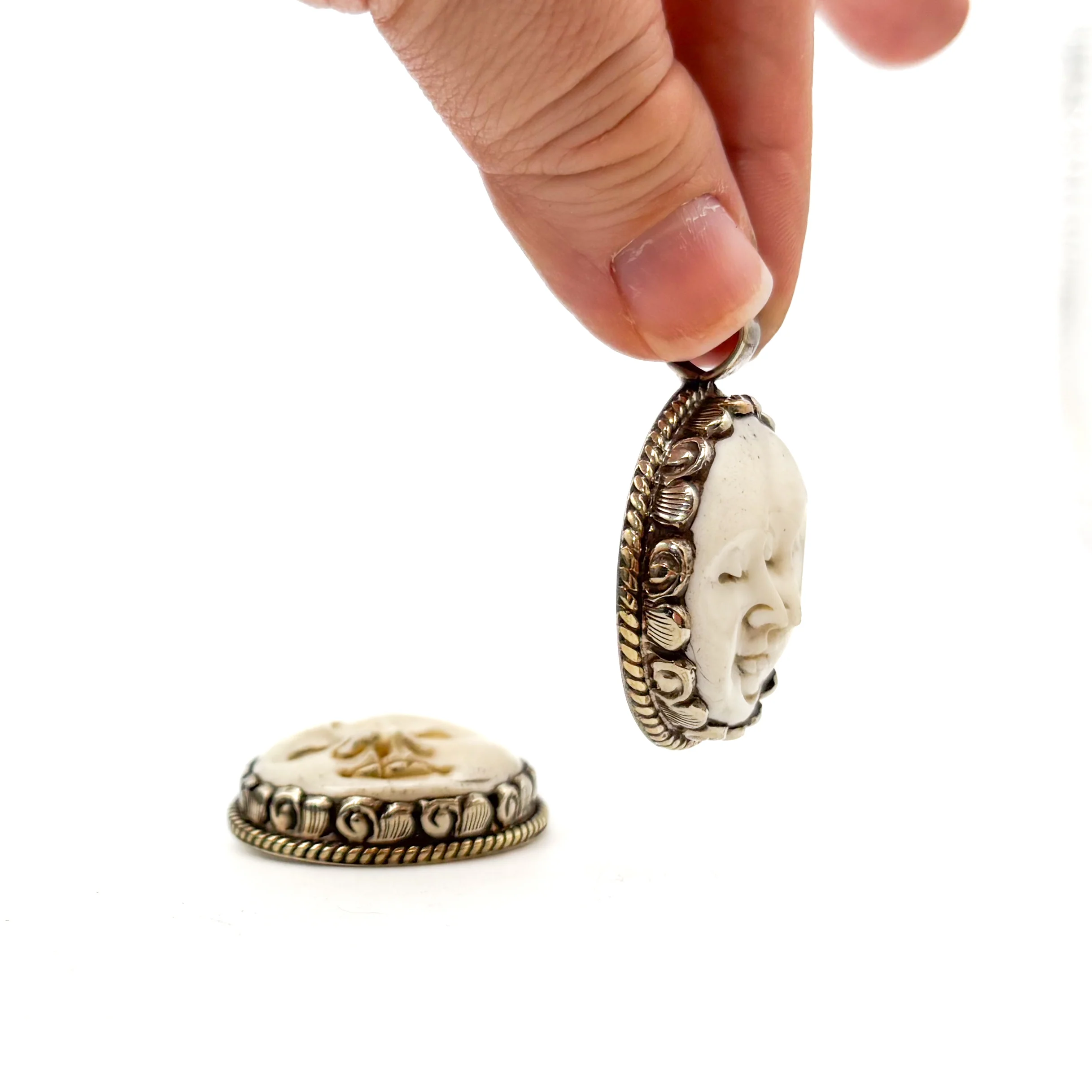 Moon Phase Bone Brass Pendant Amulet 1 PIECE - Image 9