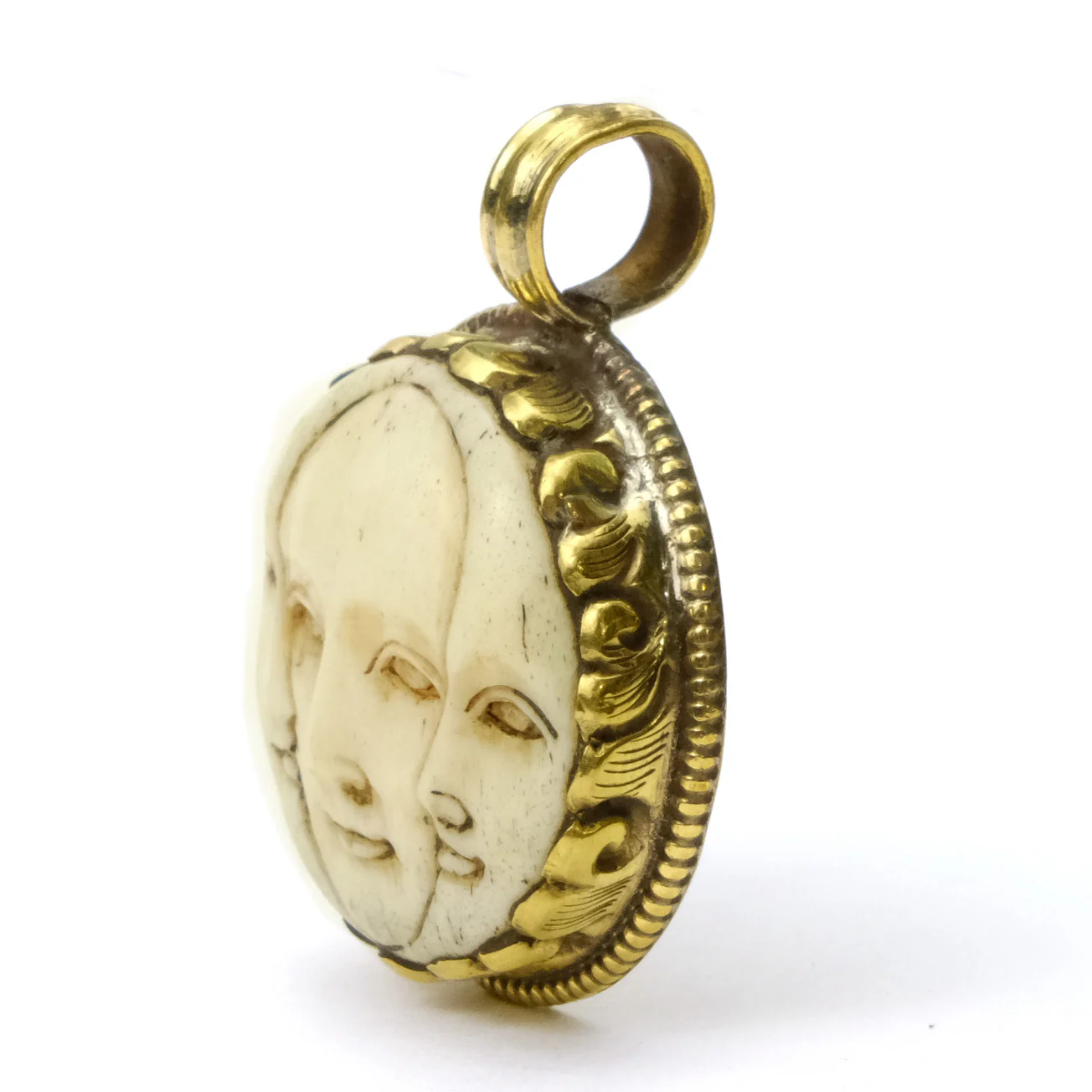 Moon Three Face Goddess Bone Pendant # 52- 3 - Image 2