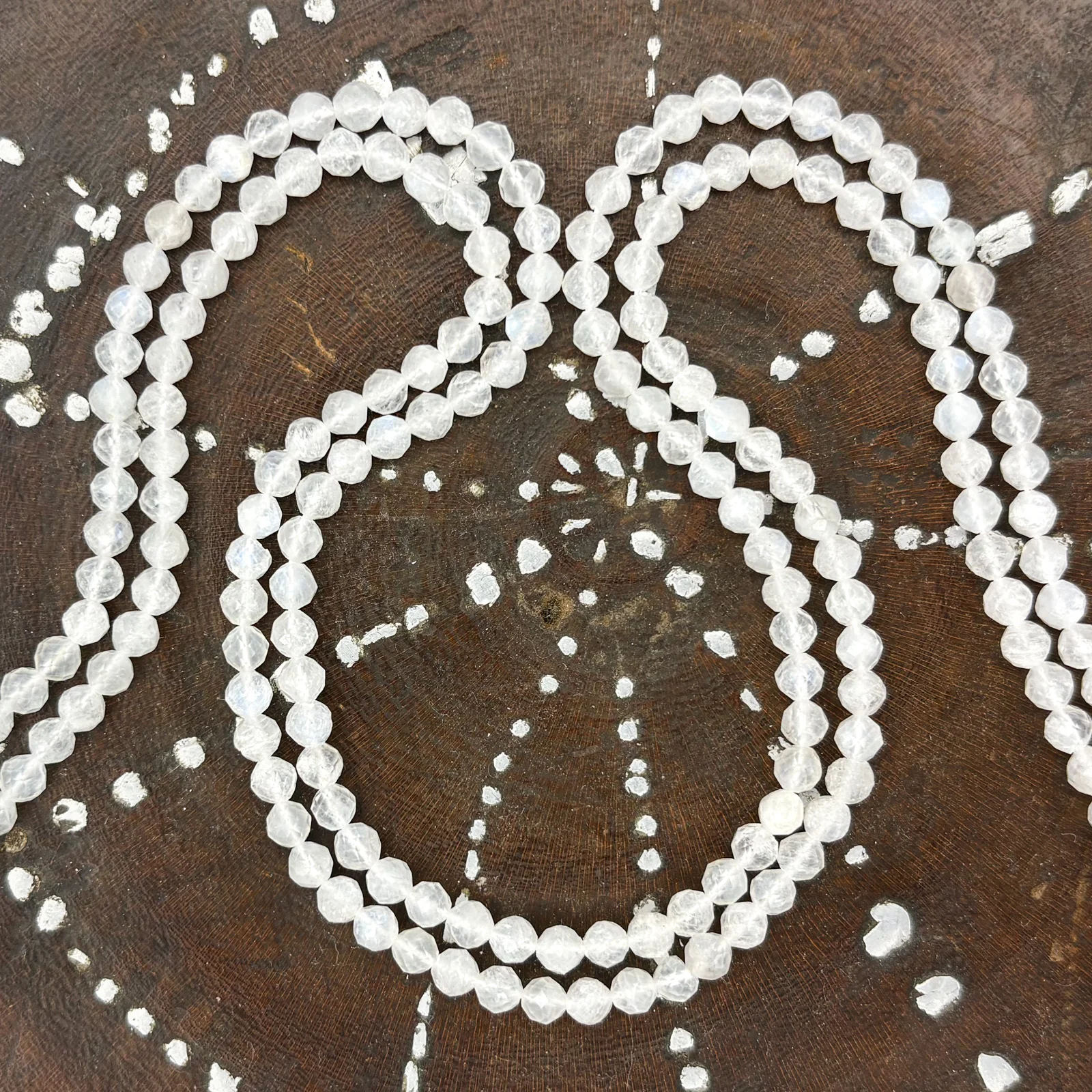 Moonstone 4.5mm Faceted Rounds Bead Strand - Image 4
