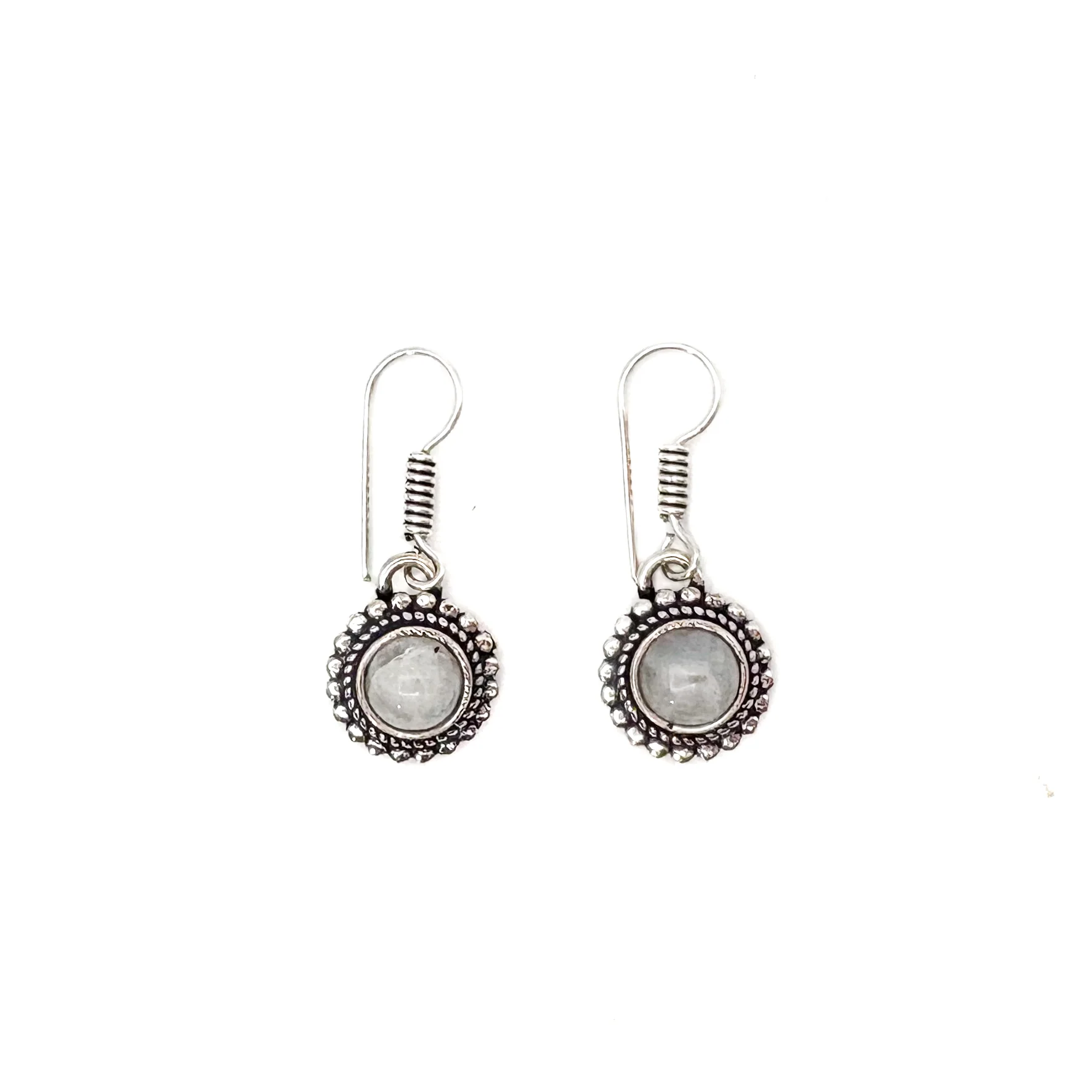 Moonstone Circle Dot White Brass Earrings - Image 2