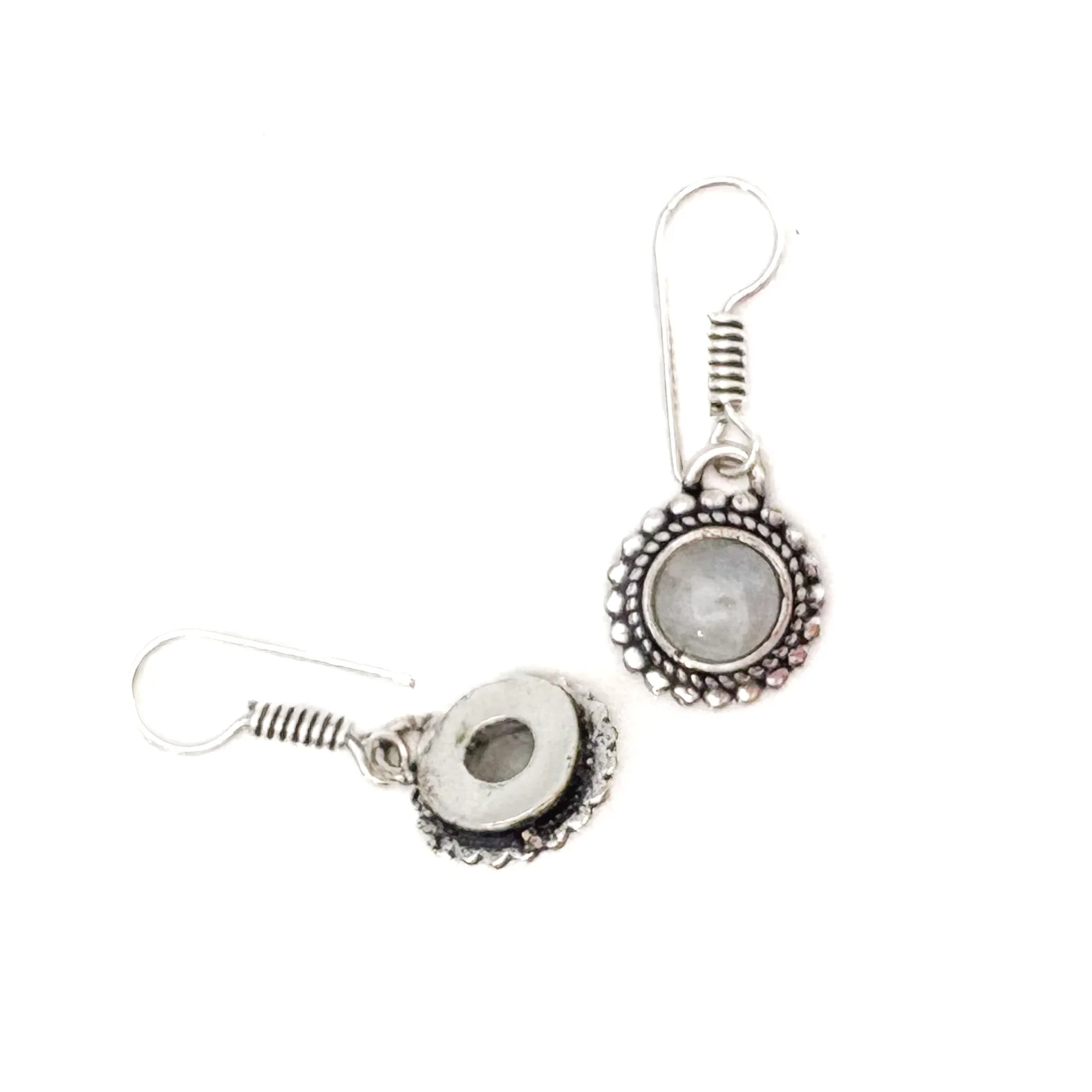 Moonstone Circle Dot White Brass Earrings - Image 8
