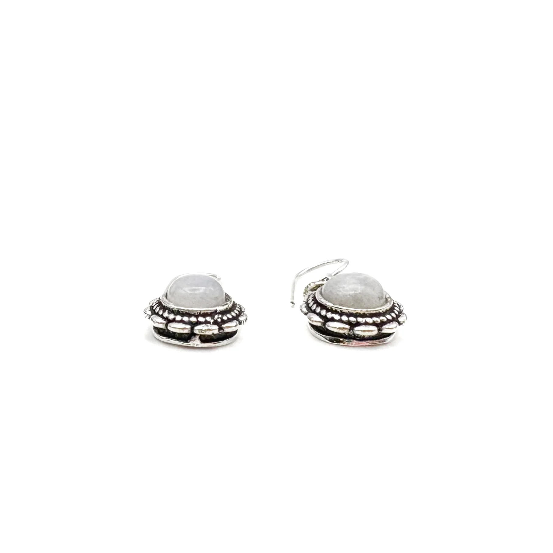 Moonstone Circle Flower White Brass Earrings - Image 13