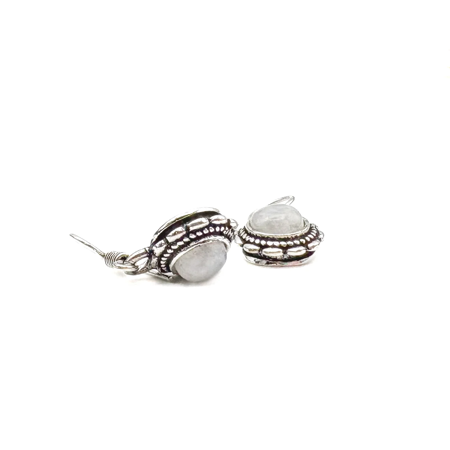 Moonstone Circle Flower White Brass Earrings - Image 6