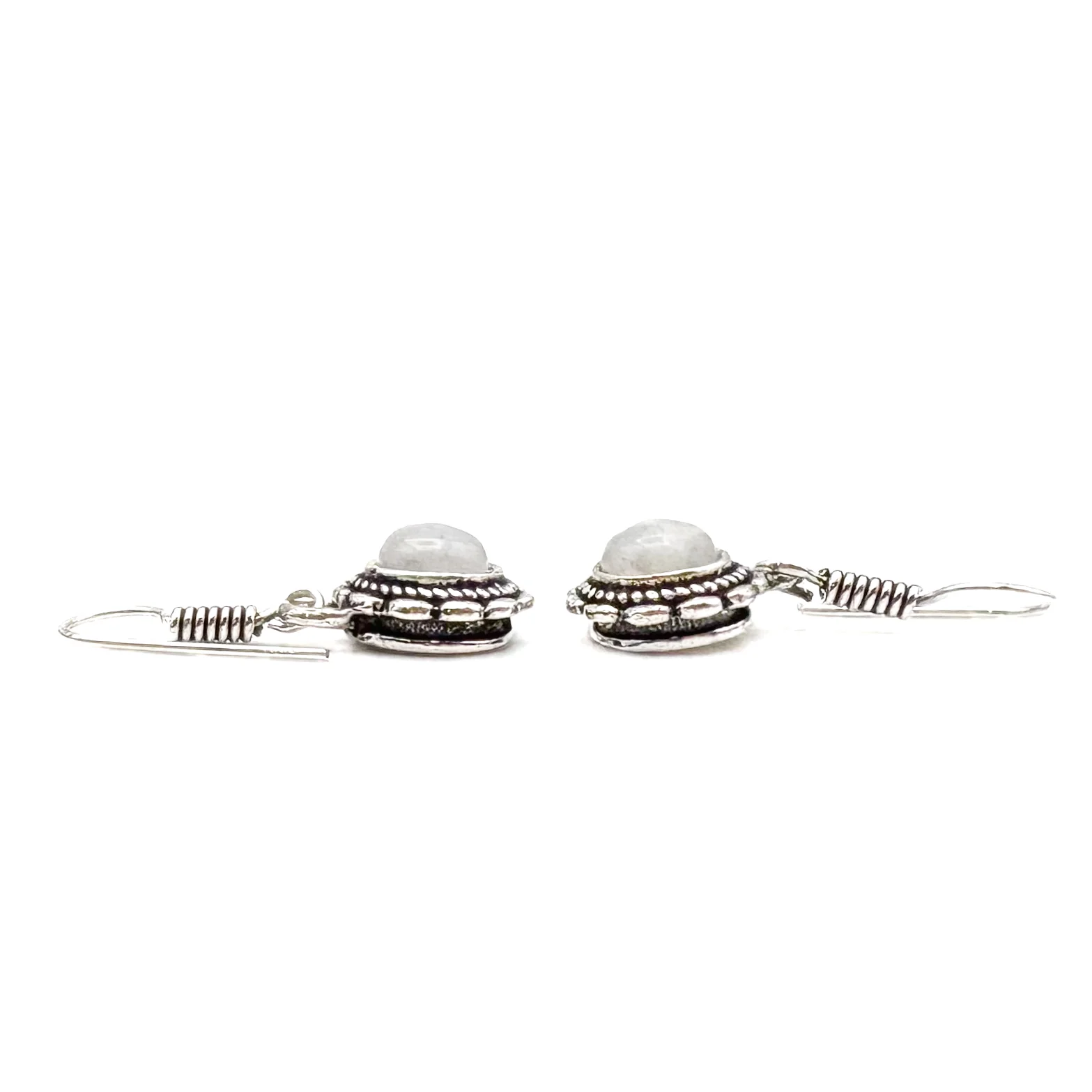 Moonstone Circle Flower White Brass Earrings - Image 8