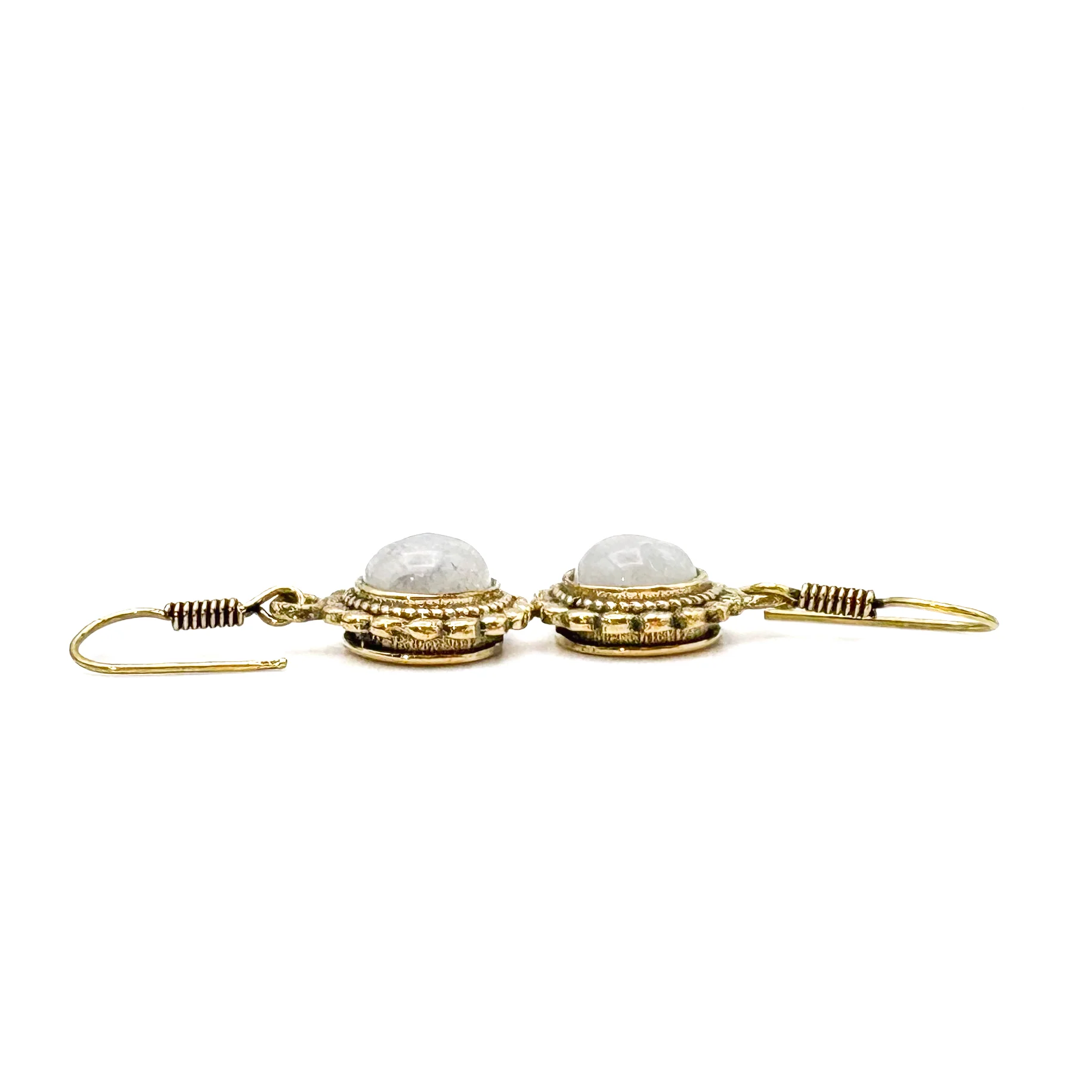 Moonstone Circle Rope Brass Earrings - Image 3