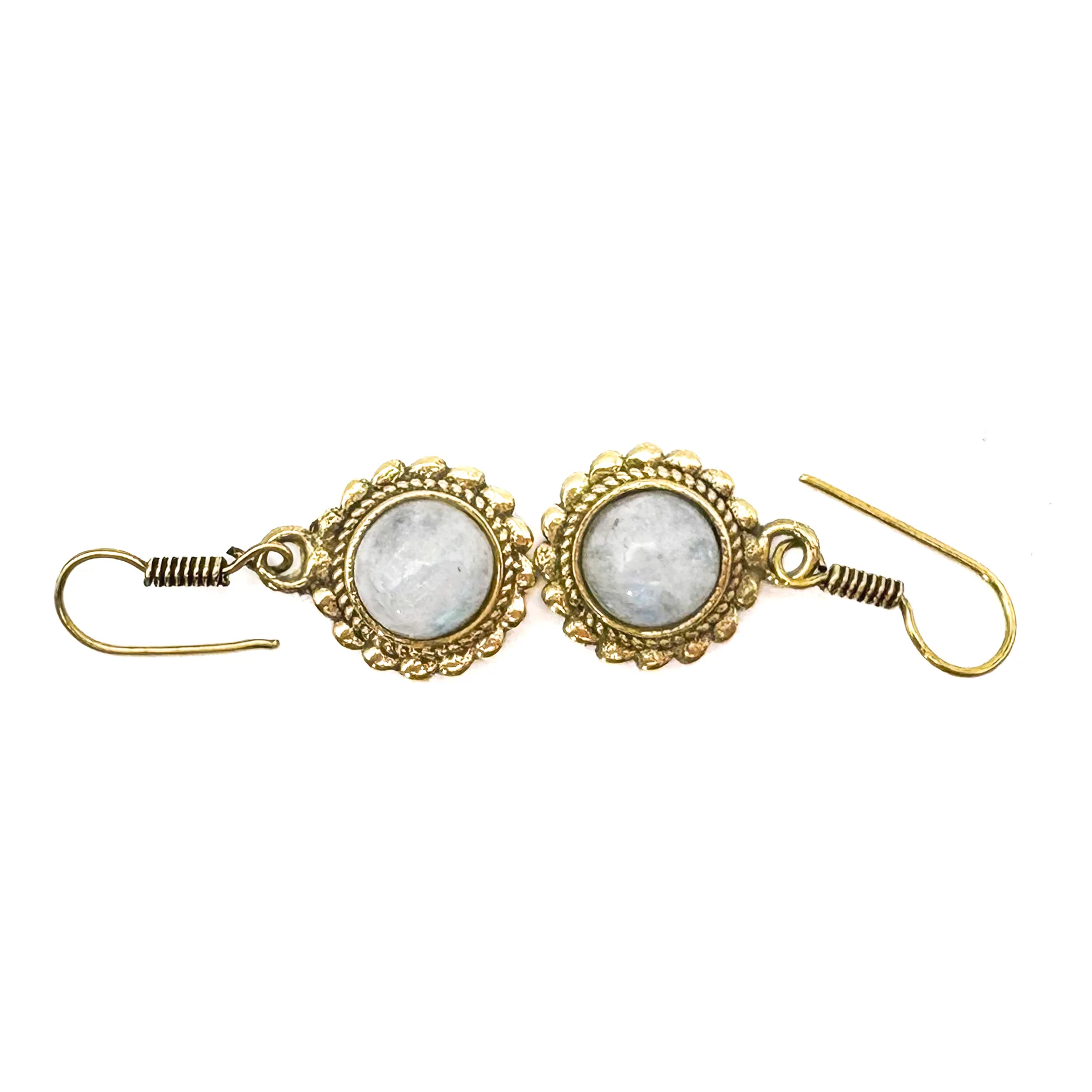Moonstone Circle Rope Brass Earrings - Image 5