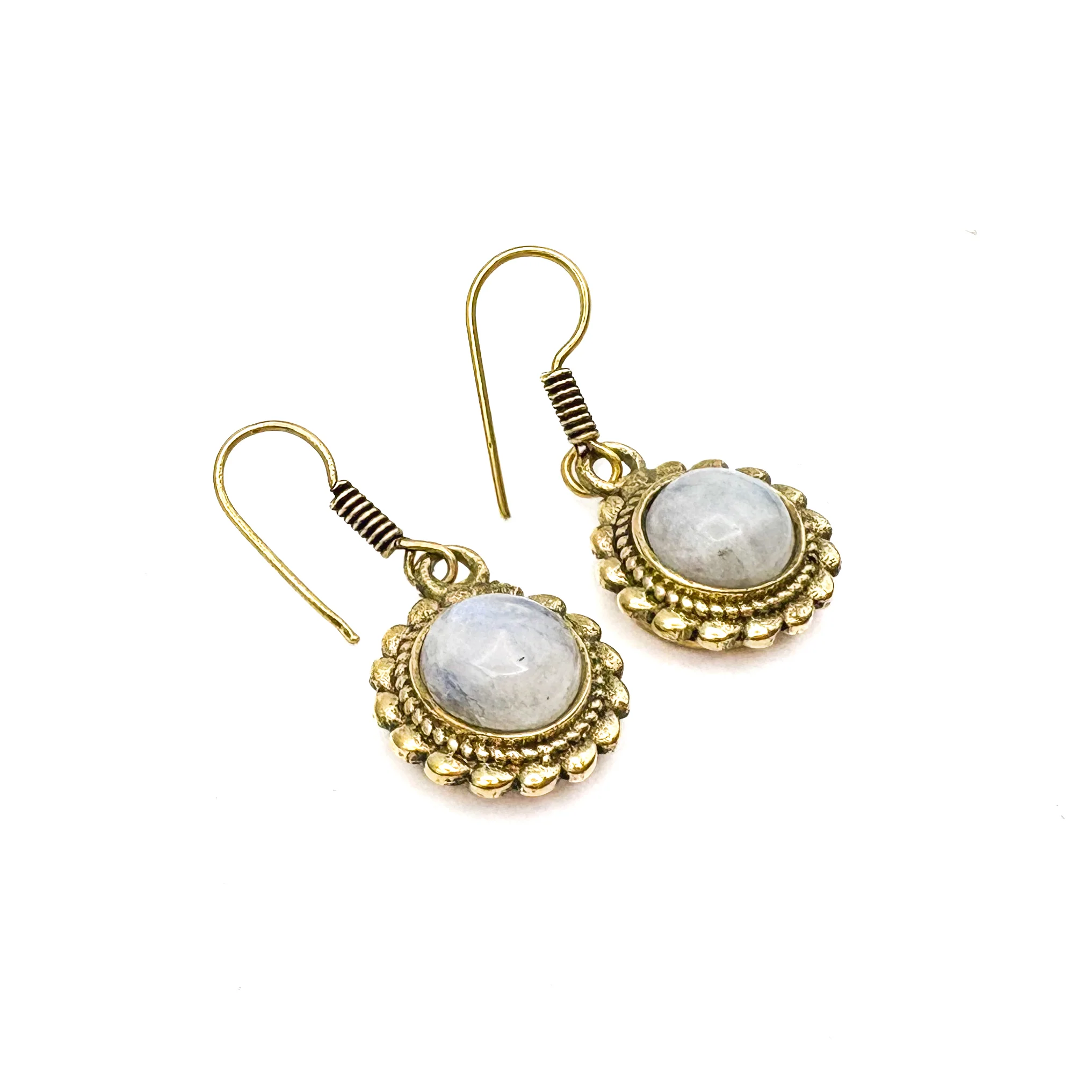 Moonstone Circle Rope Brass Earrings - Image 6