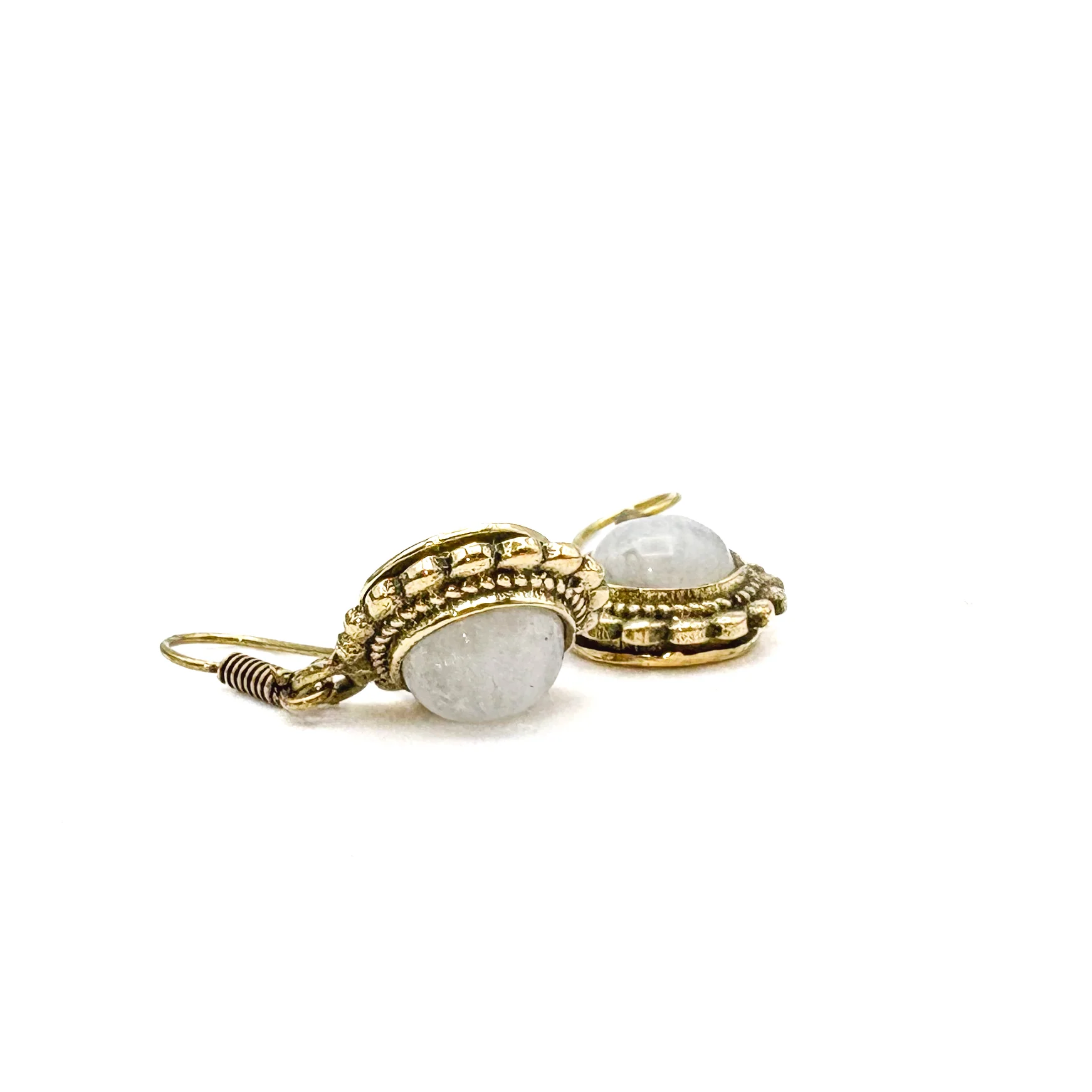 Moonstone Circle Rope Brass Earrings - Image 7
