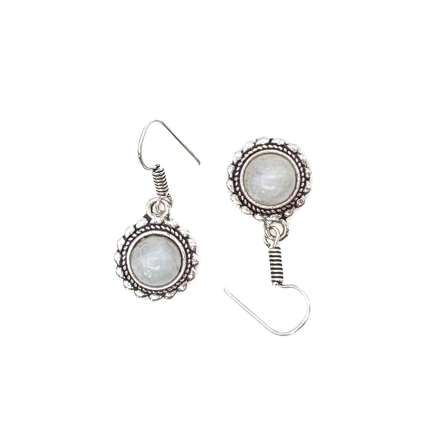 Moonstone Circle Rope White Brass Earrings - Image 2