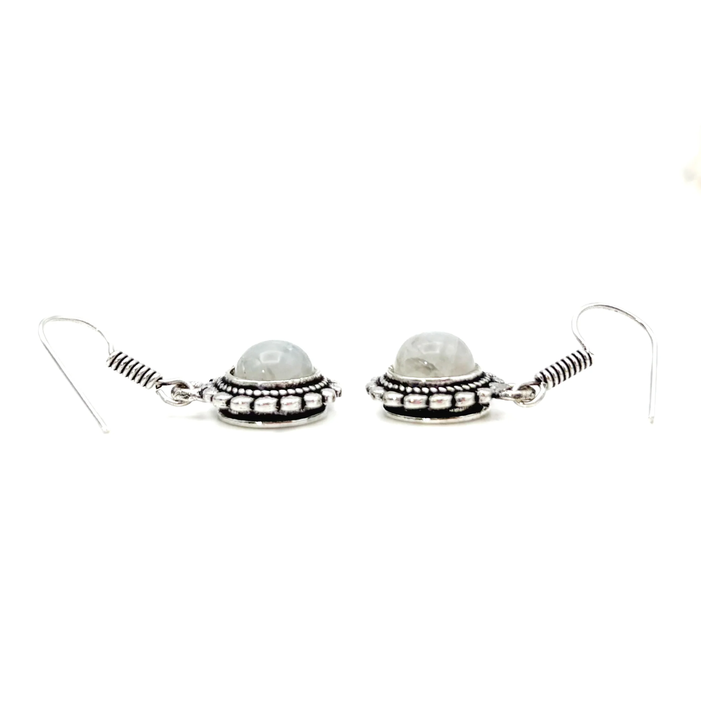 Moonstone Circle Rope White Brass Earrings - Image 4
