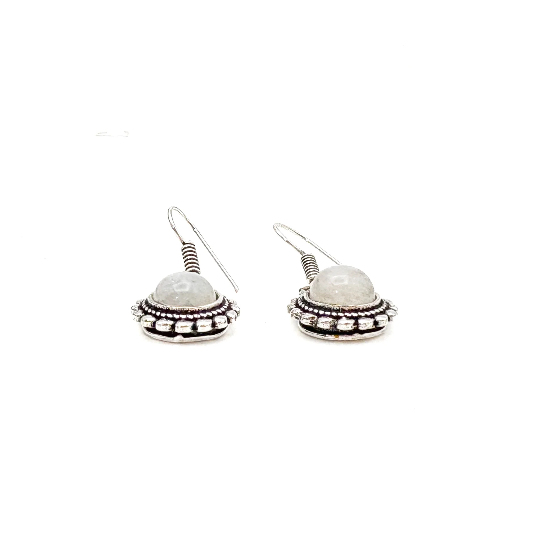Moonstone Circle Rope White Brass Earrings - Image 5
