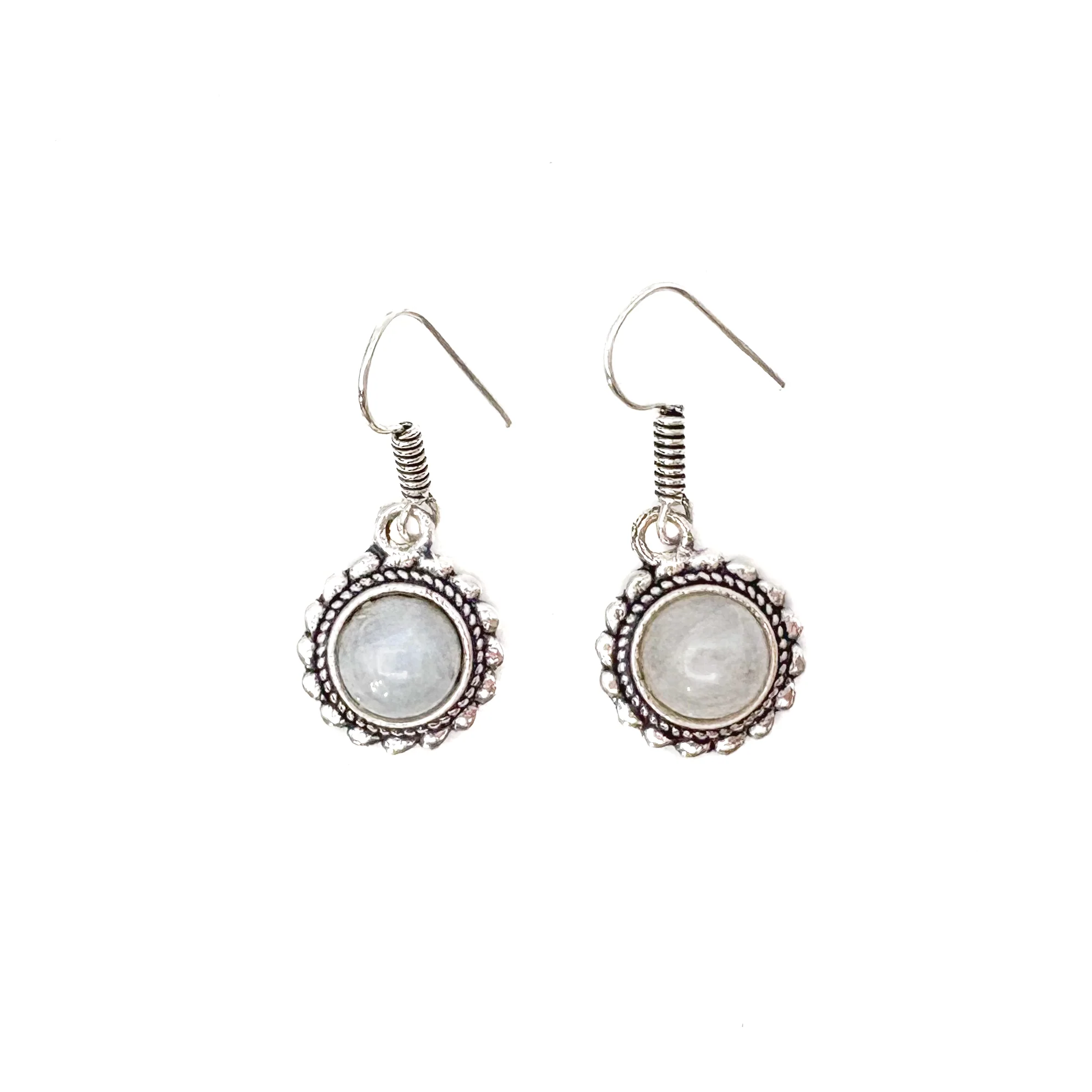 Moonstone Circle Rope White Brass Earrings - Image 8