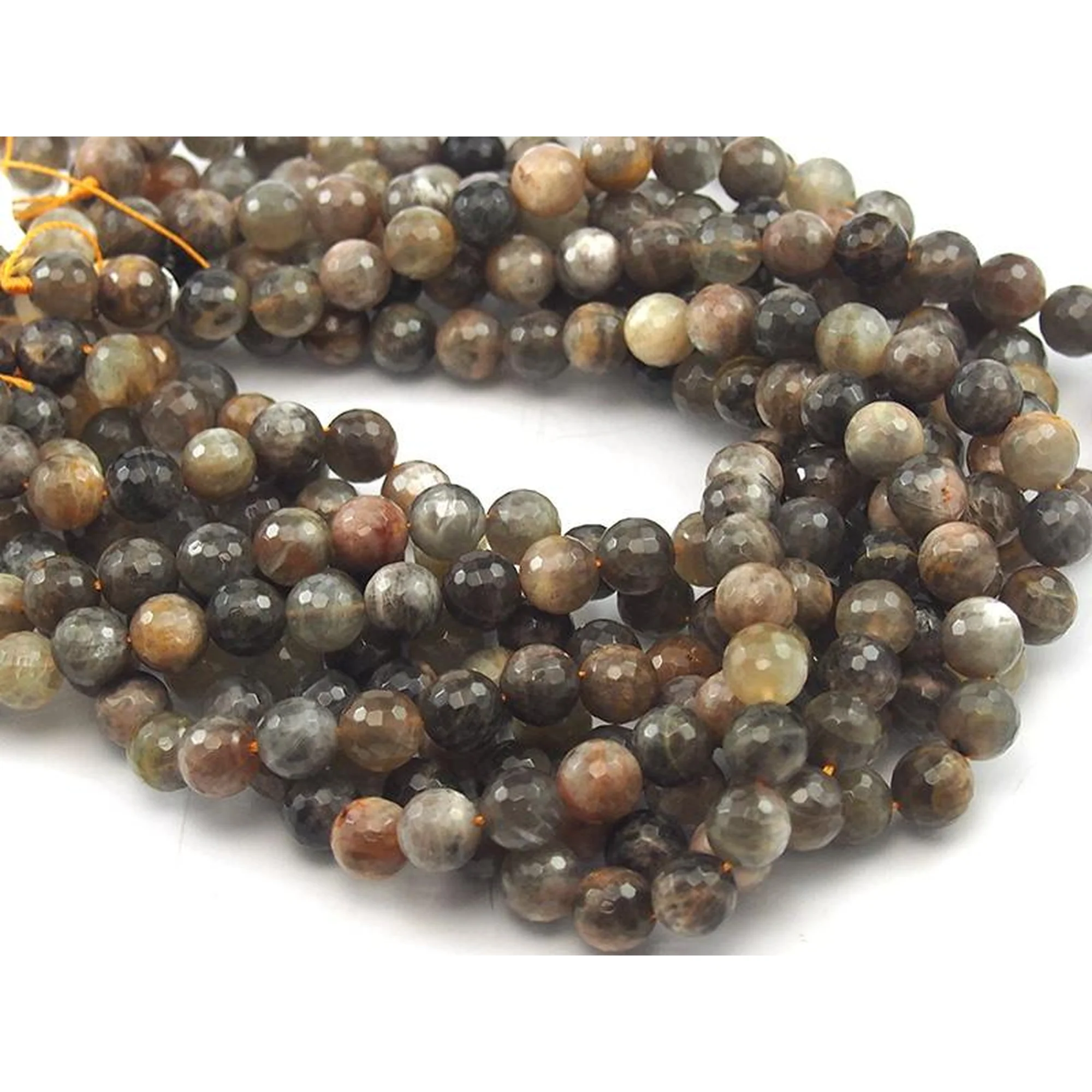 Moonstone Coffee Faceted Round 10mm Strand - Image 2