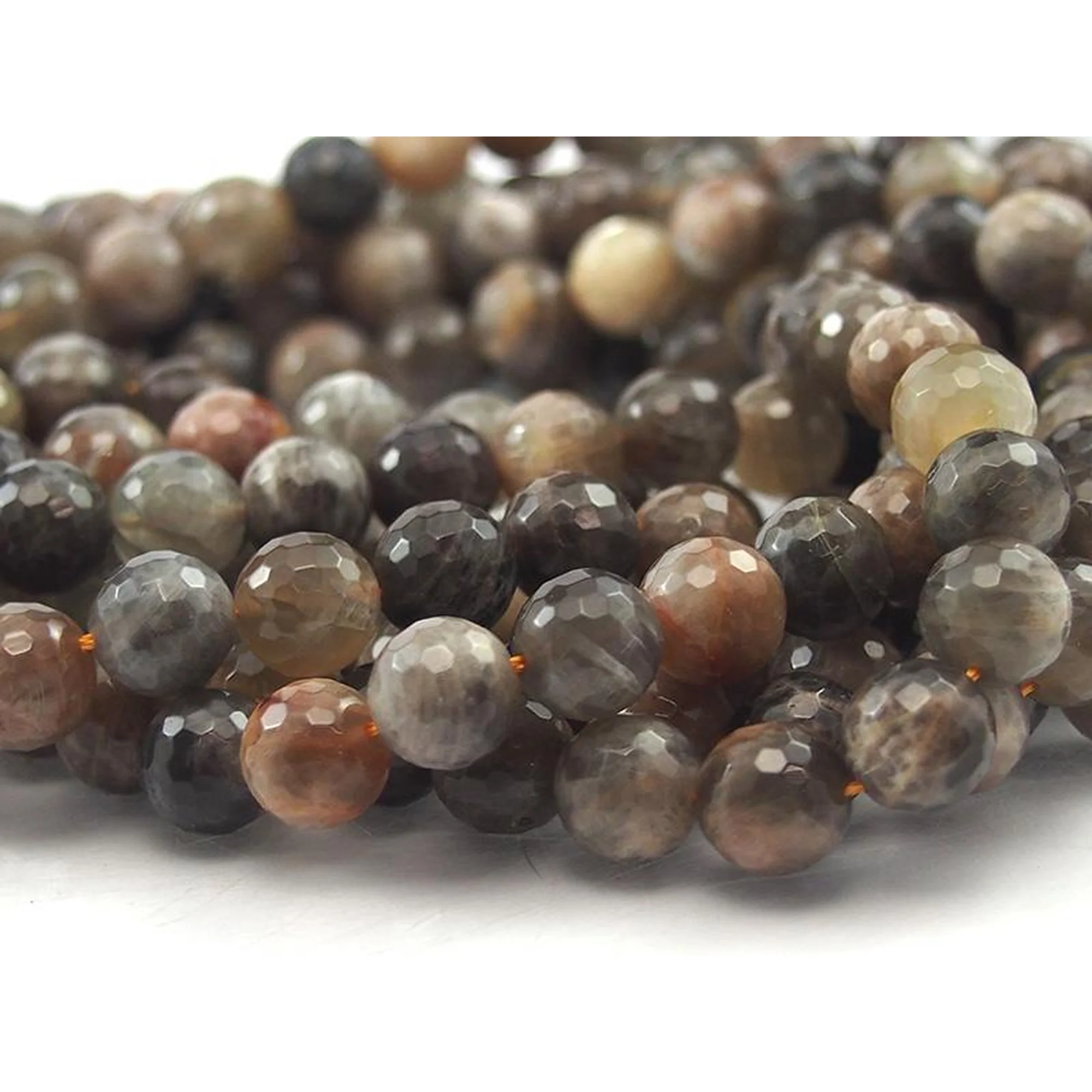 Moonstone Coffee Faceted Round 10mm Strand - Image 4