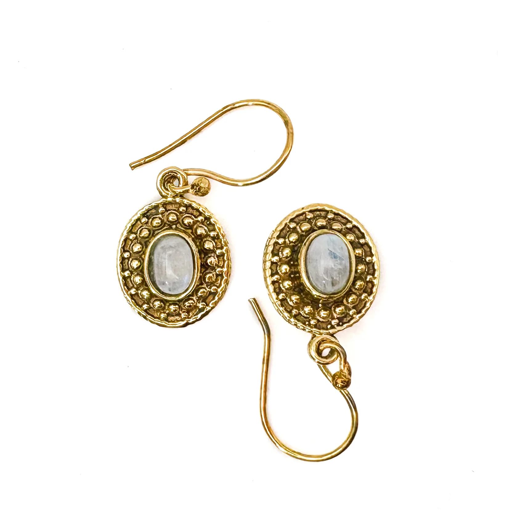 Moonstone Dots & Ovals Brass Earrings - Image 2