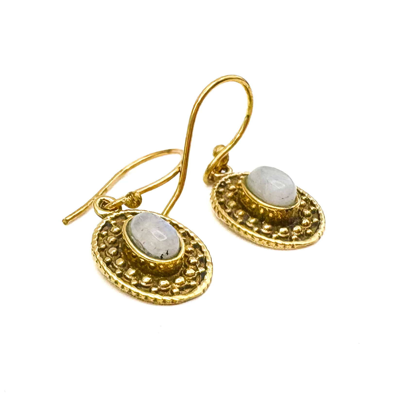 Moonstone Dots & Ovals Brass Earrings - Image 4