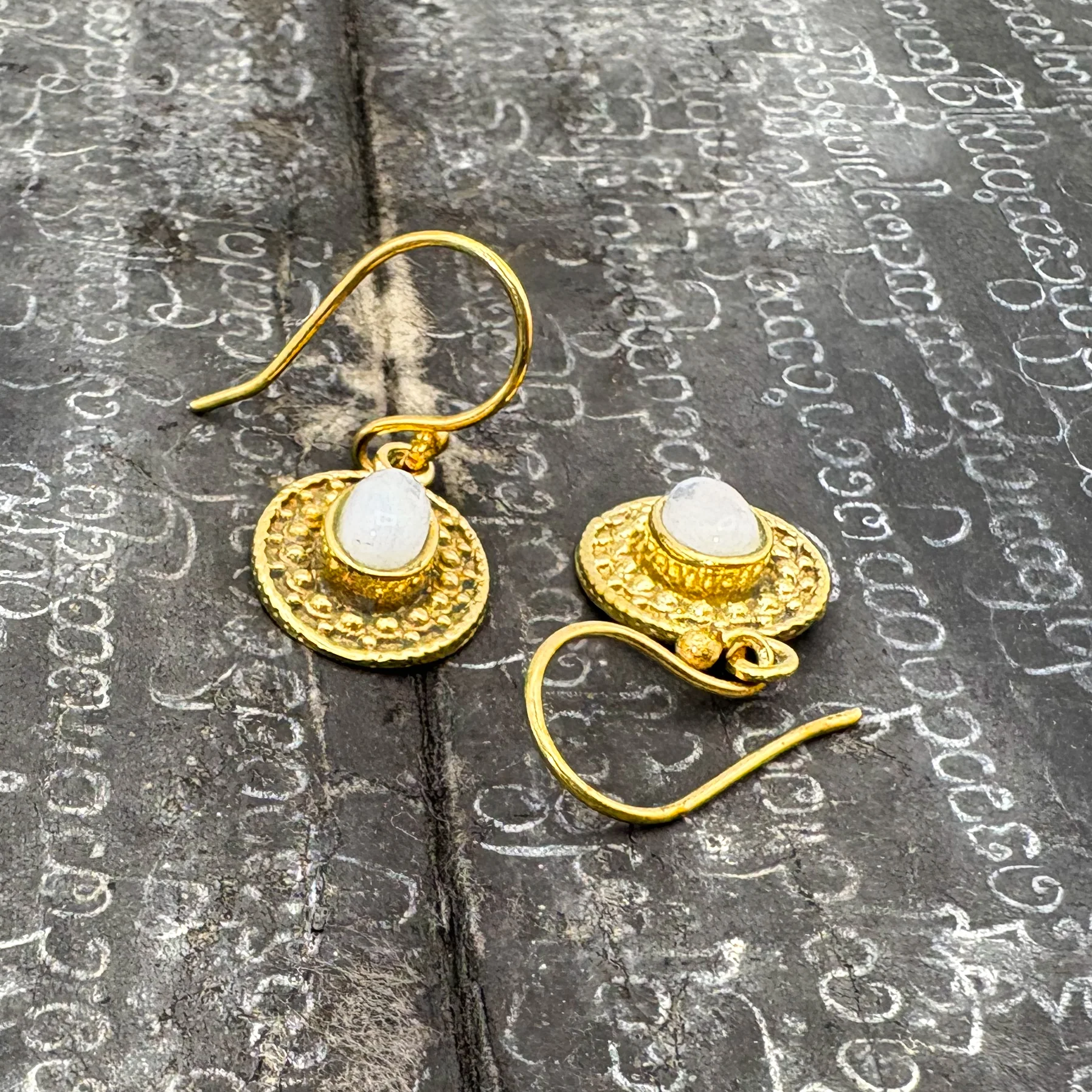 Moonstone Dots & Ovals Brass Earrings - Image 5