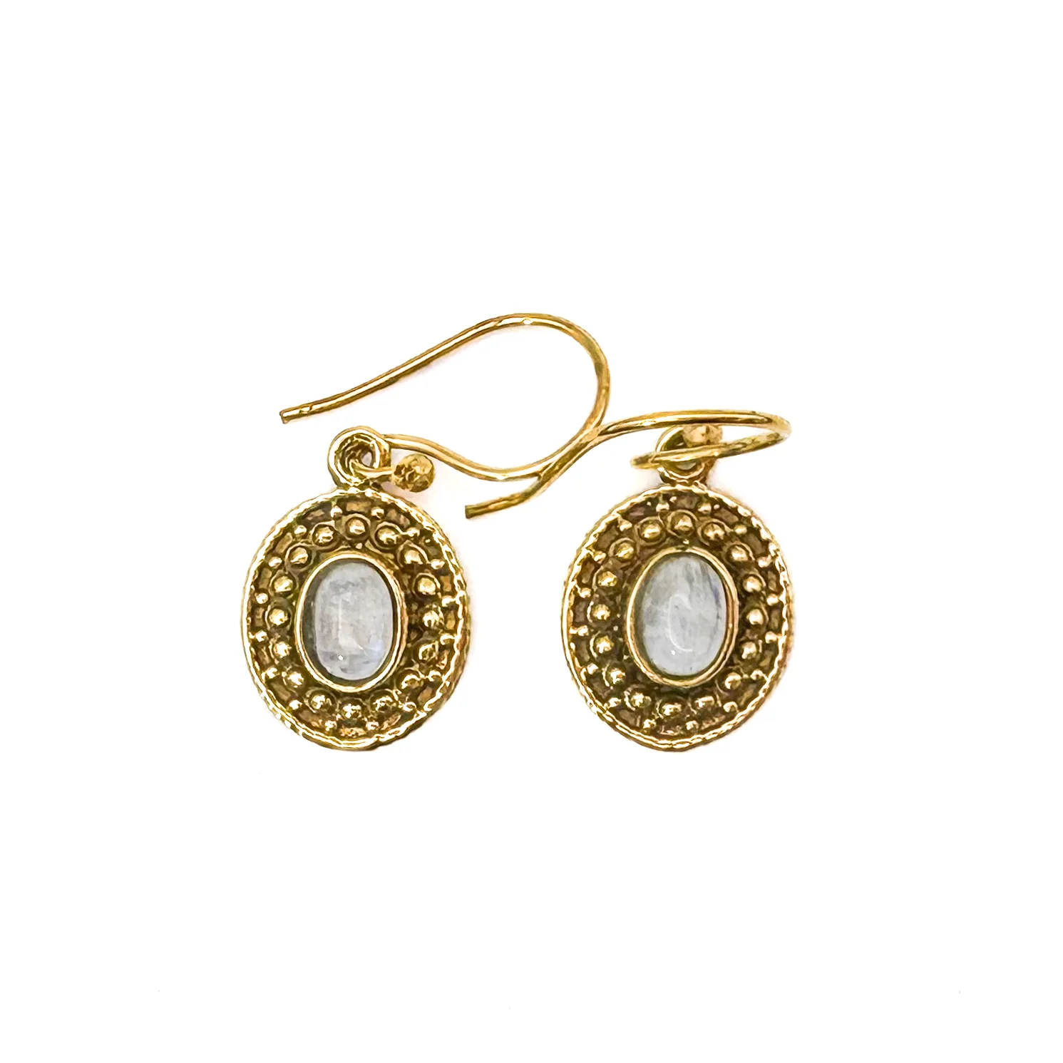 Moonstone Dots & Ovals Brass Earrings - Image 6