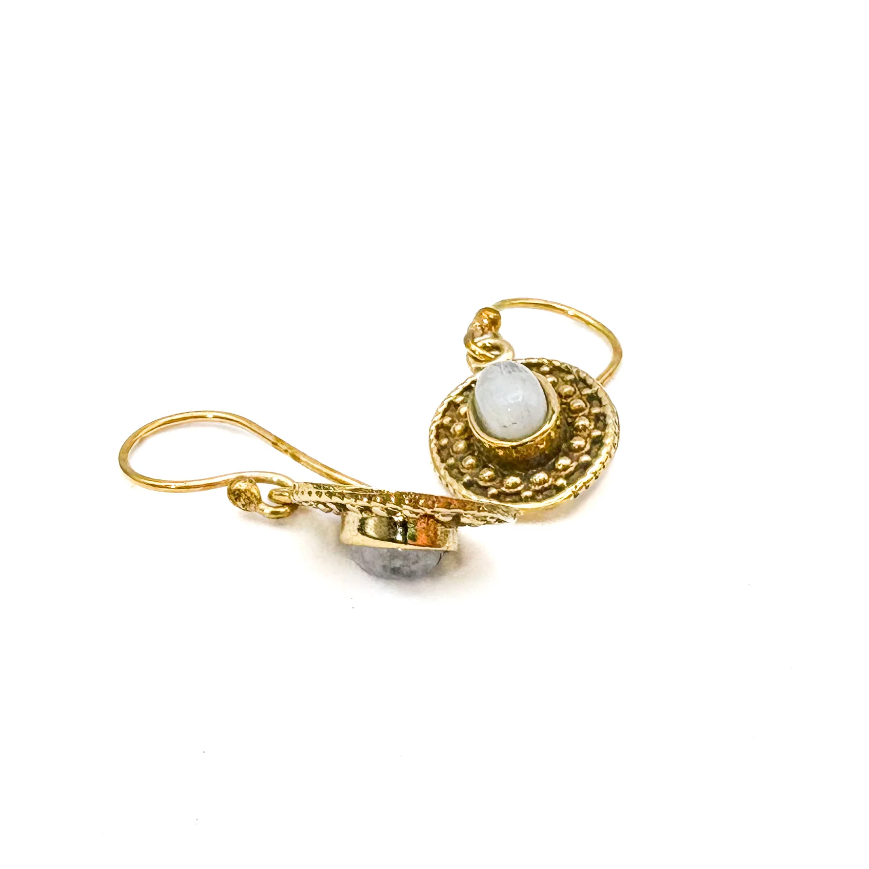 Moonstone Dots & Ovals Brass Earrings - Image 7