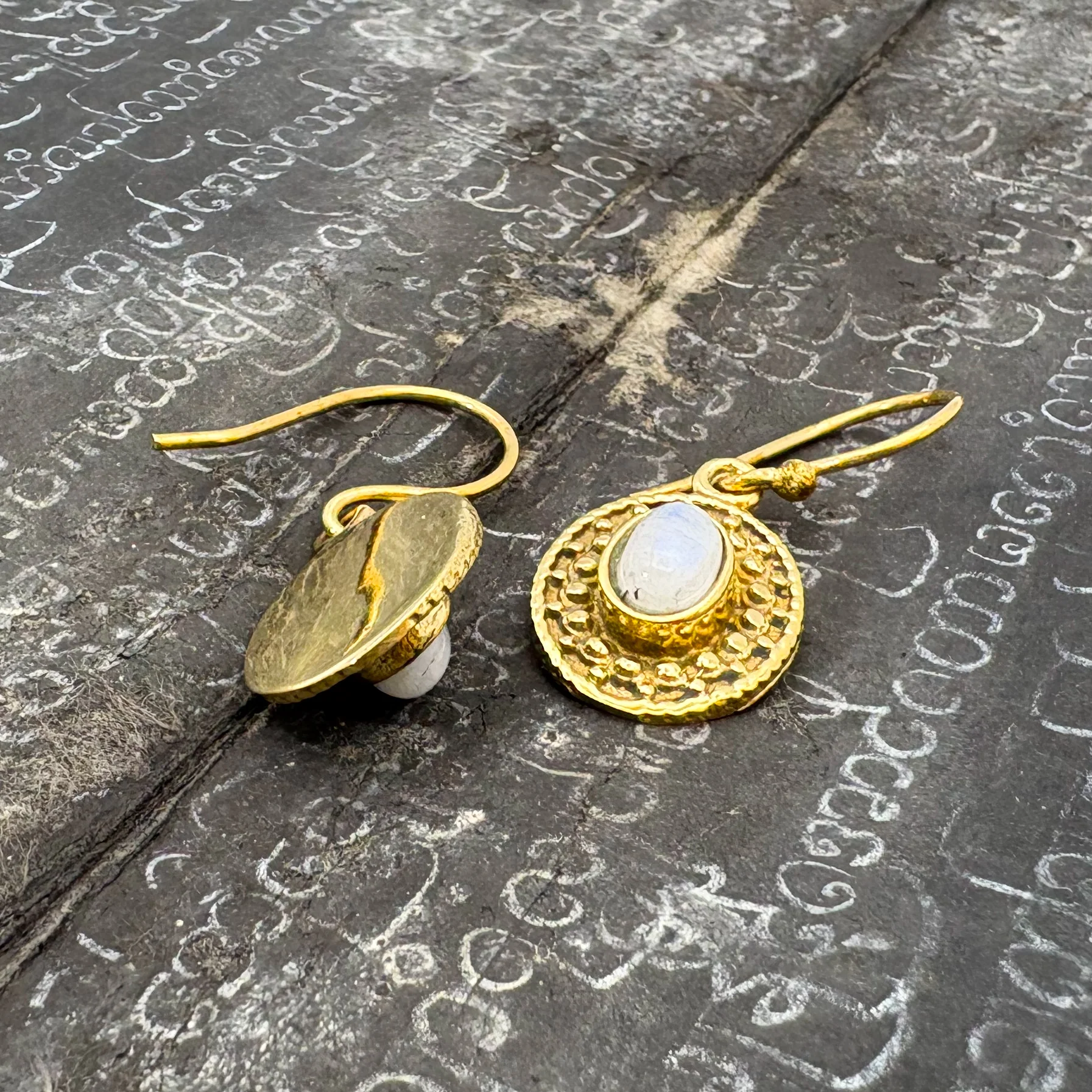 Moonstone Dots & Ovals Brass Earrings - Image 8