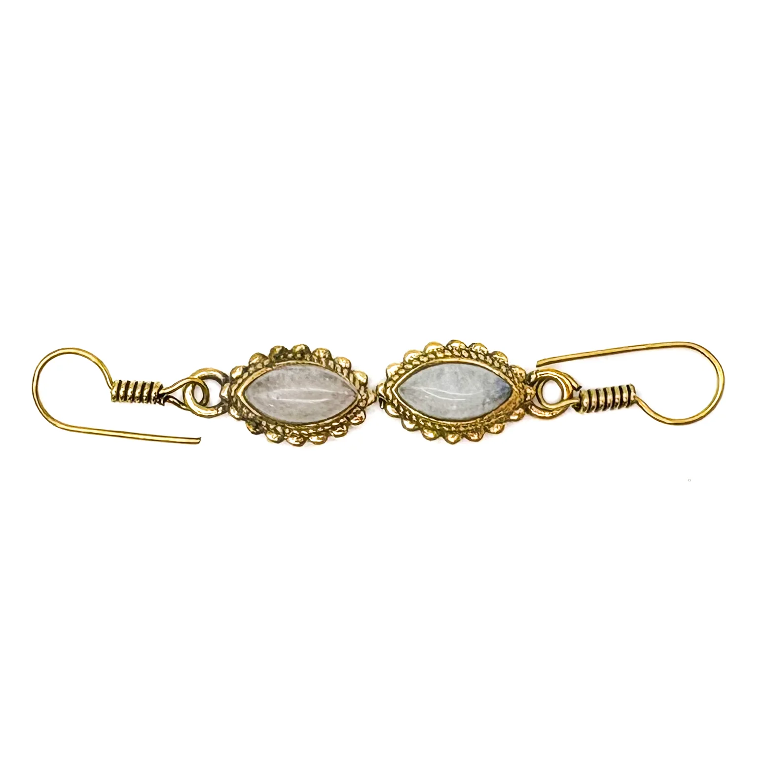Moonstone Dotted Leaf Brass Earrings - Image 9