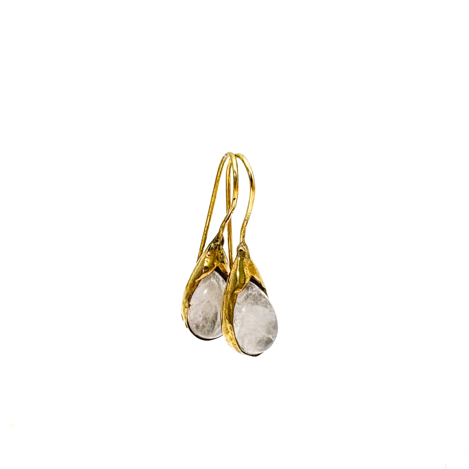 Moonstone Drop Brass Earrings - Image 2