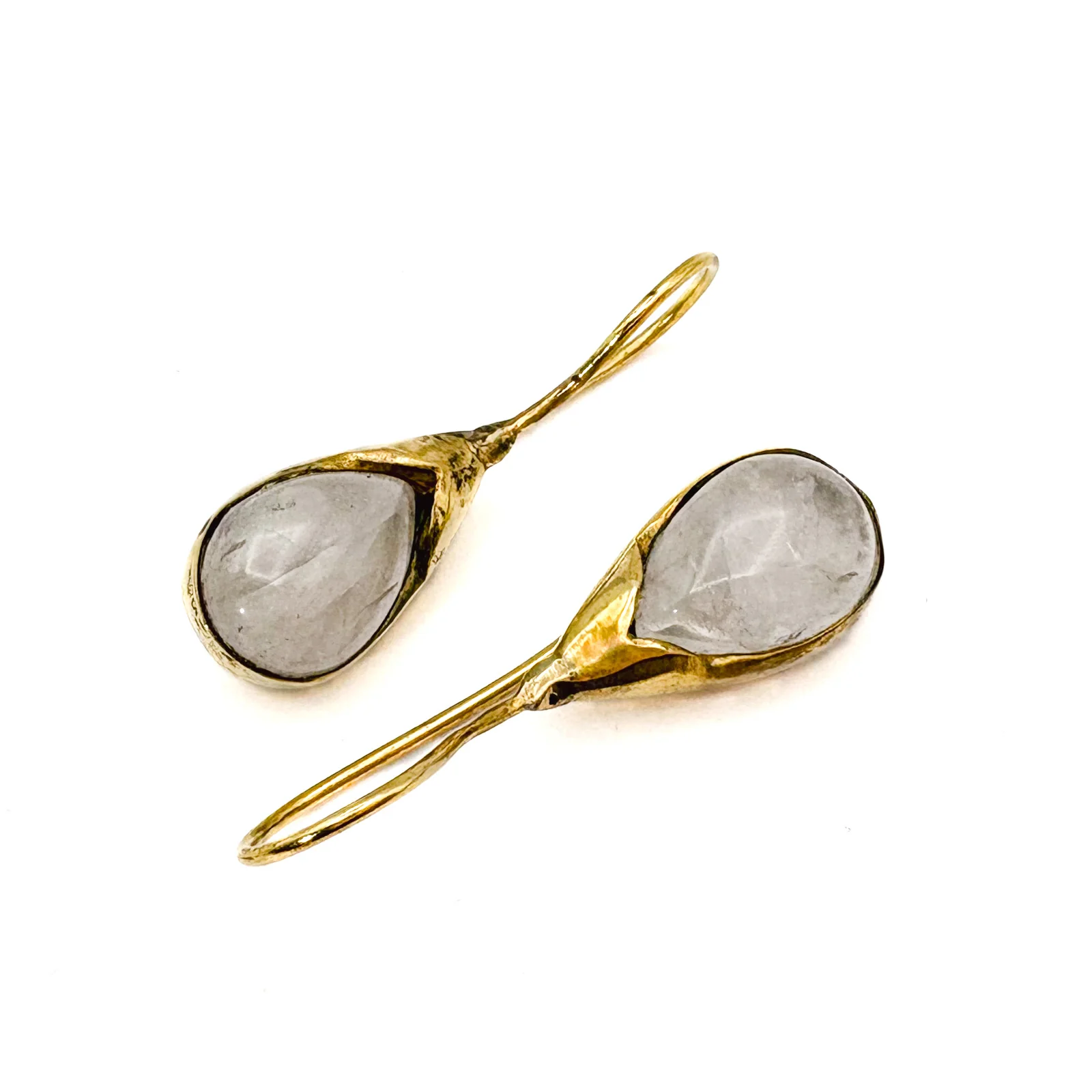 Moonstone Drop Brass Earrings - Image 3