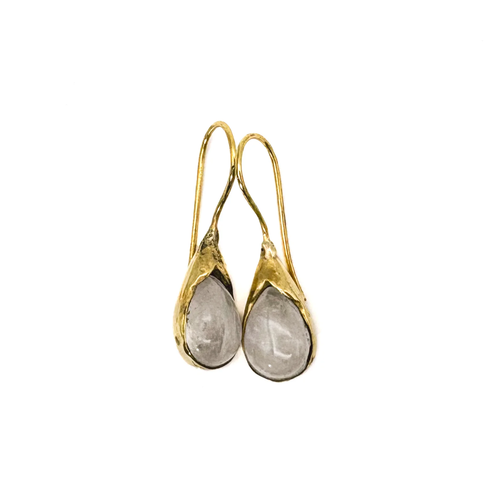 Moonstone Drop Brass Earrings - Image 4