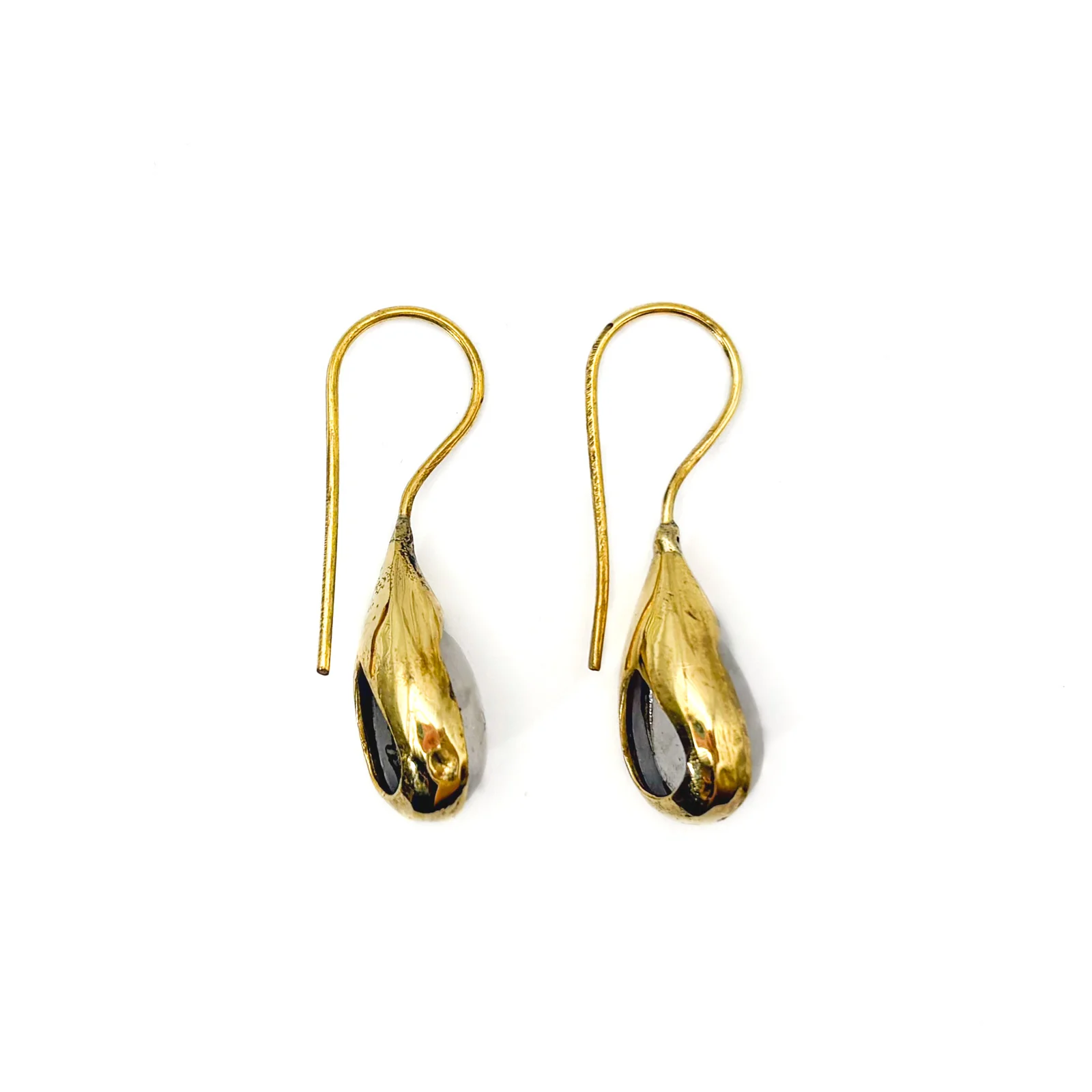 Moonstone Drop Brass Earrings - Image 5