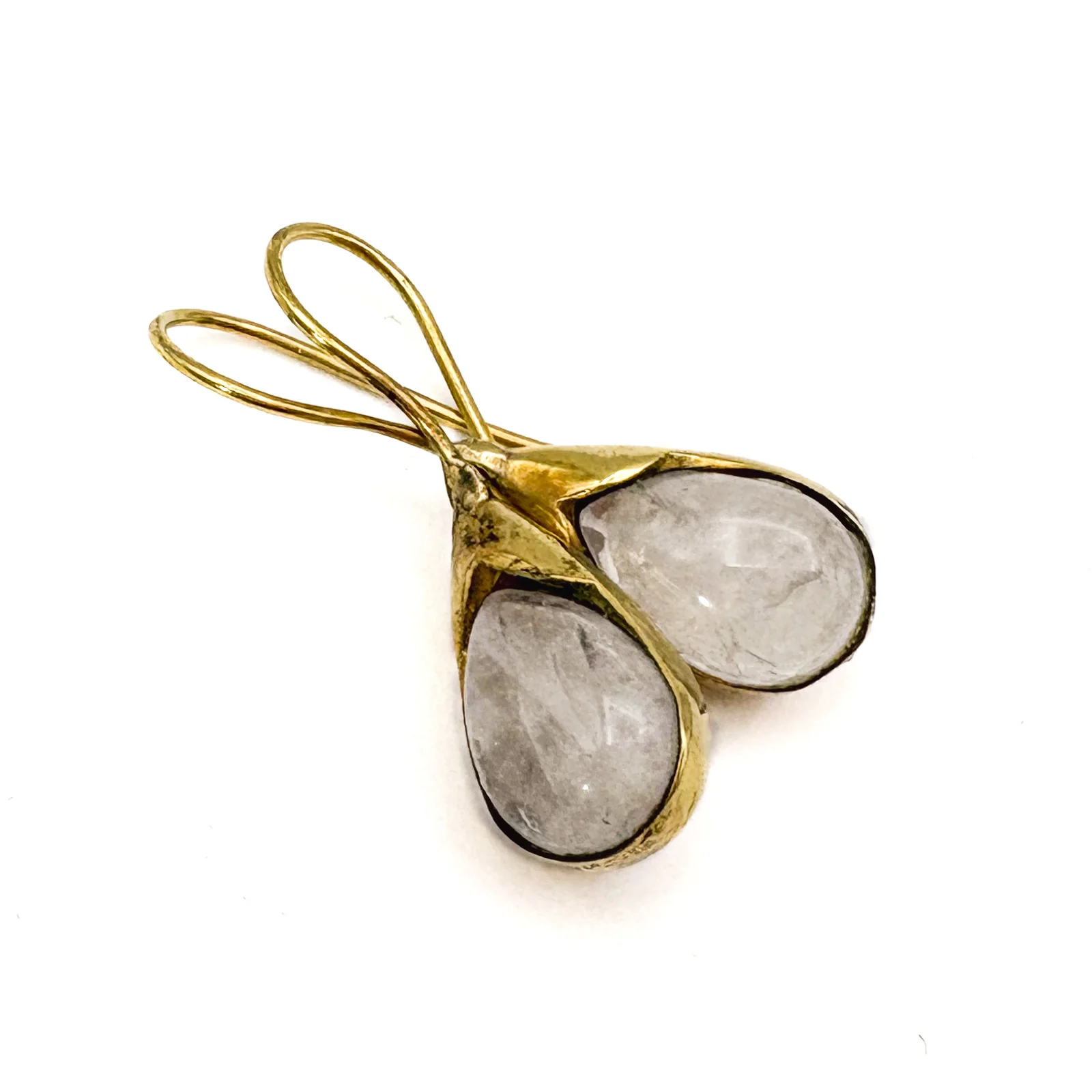 Moonstone Drop Brass Earrings - Image 6