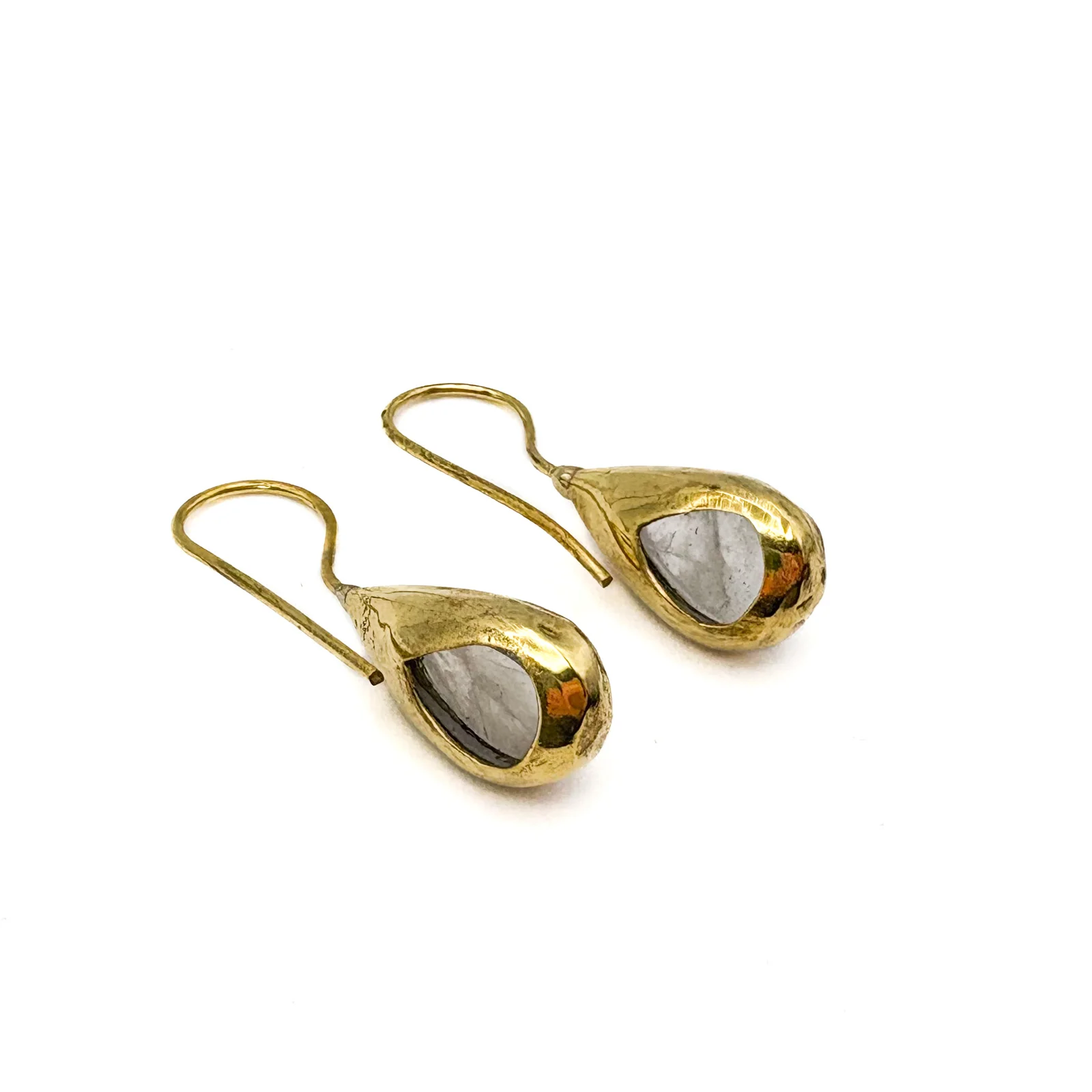 Moonstone Drop Brass Earrings - Image 8