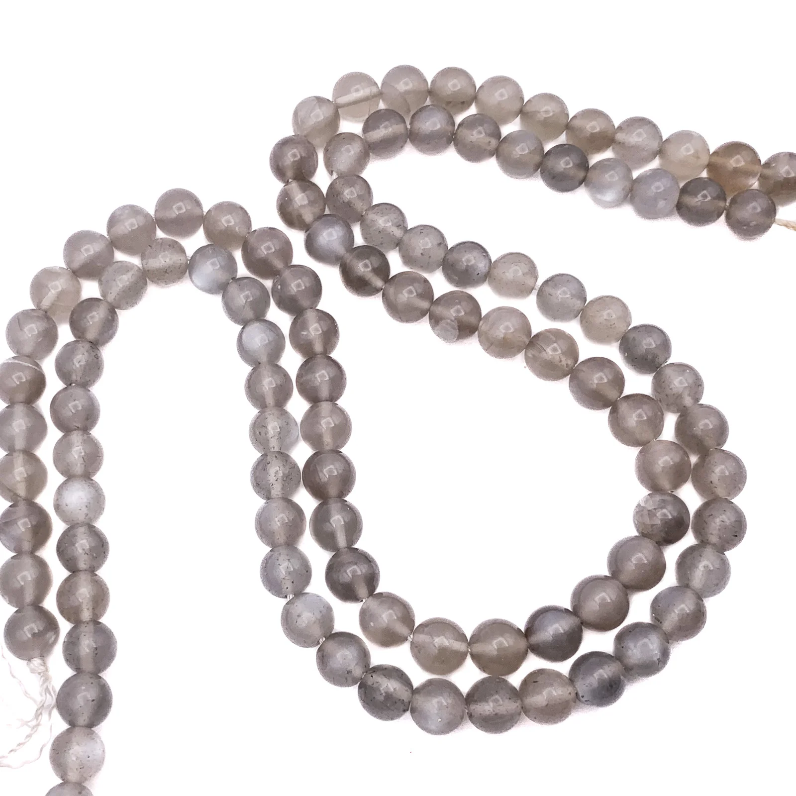 Moonstone Grey 7.5mm Smooth Rounds Bead Strand - Image 5