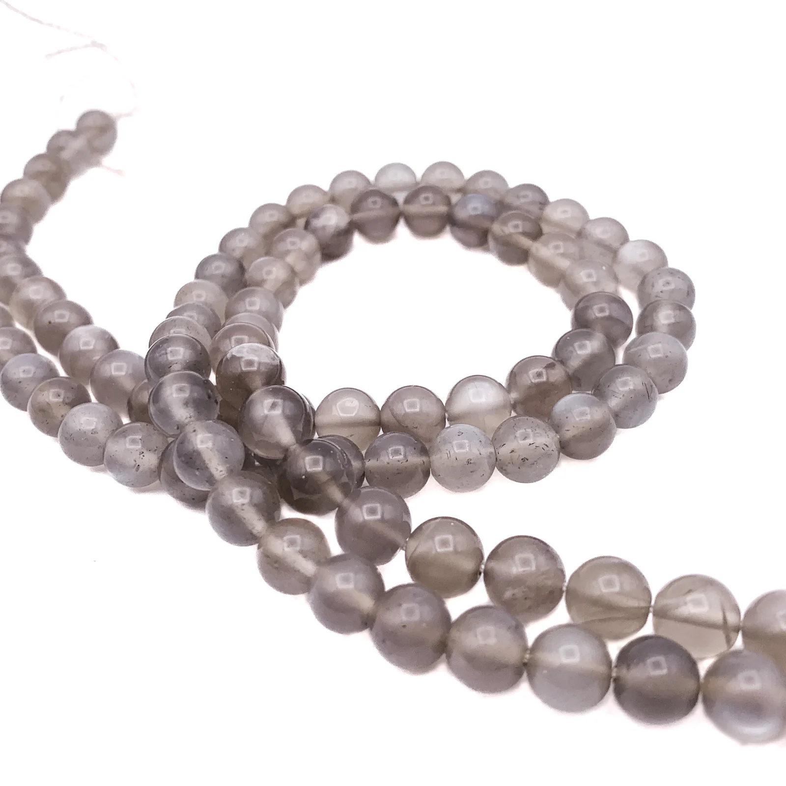 Moonstone Grey 7.5mm Smooth Rounds Bead Strand - Image 7