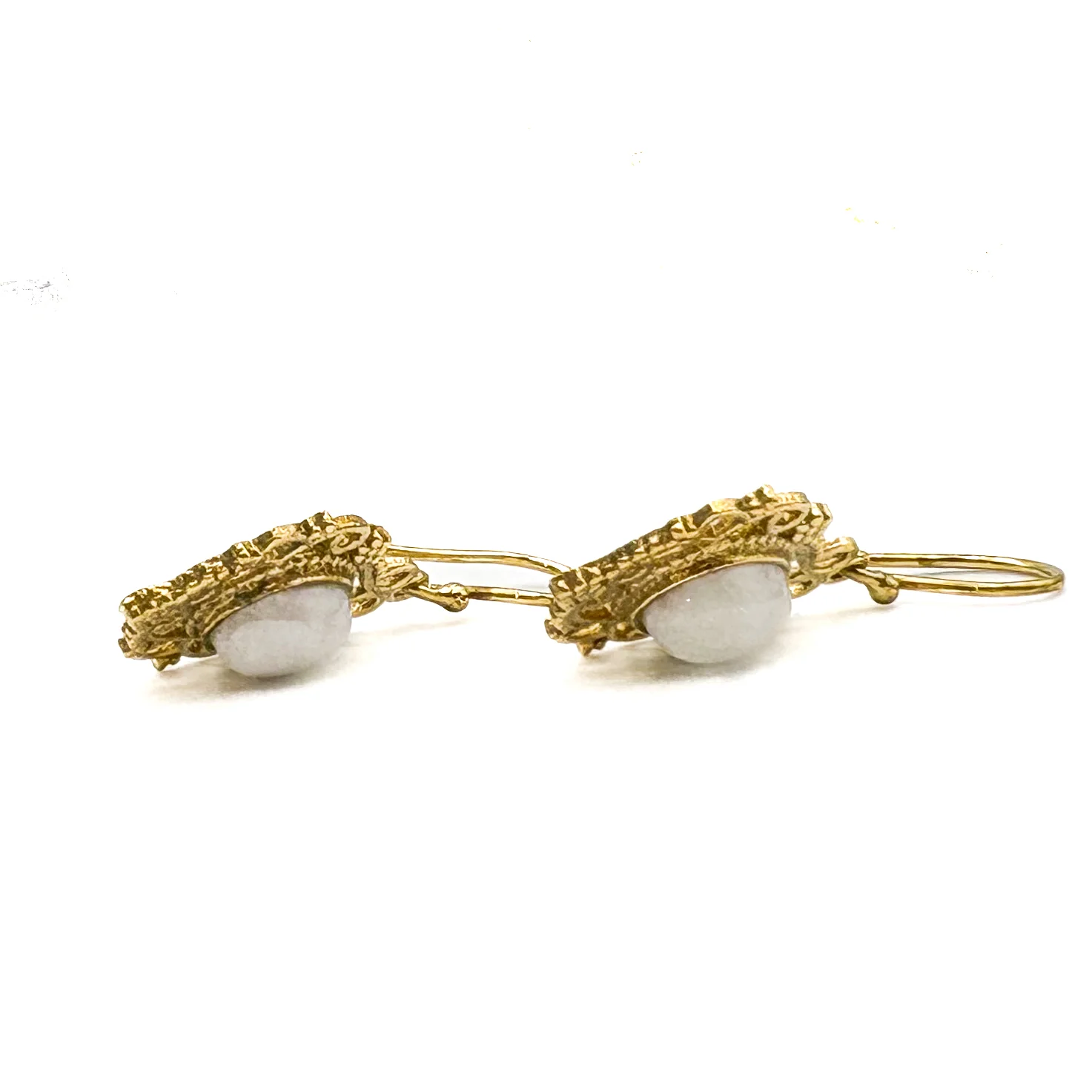 Moonstone Lace-y Swirls Brass Earrings - Image 10