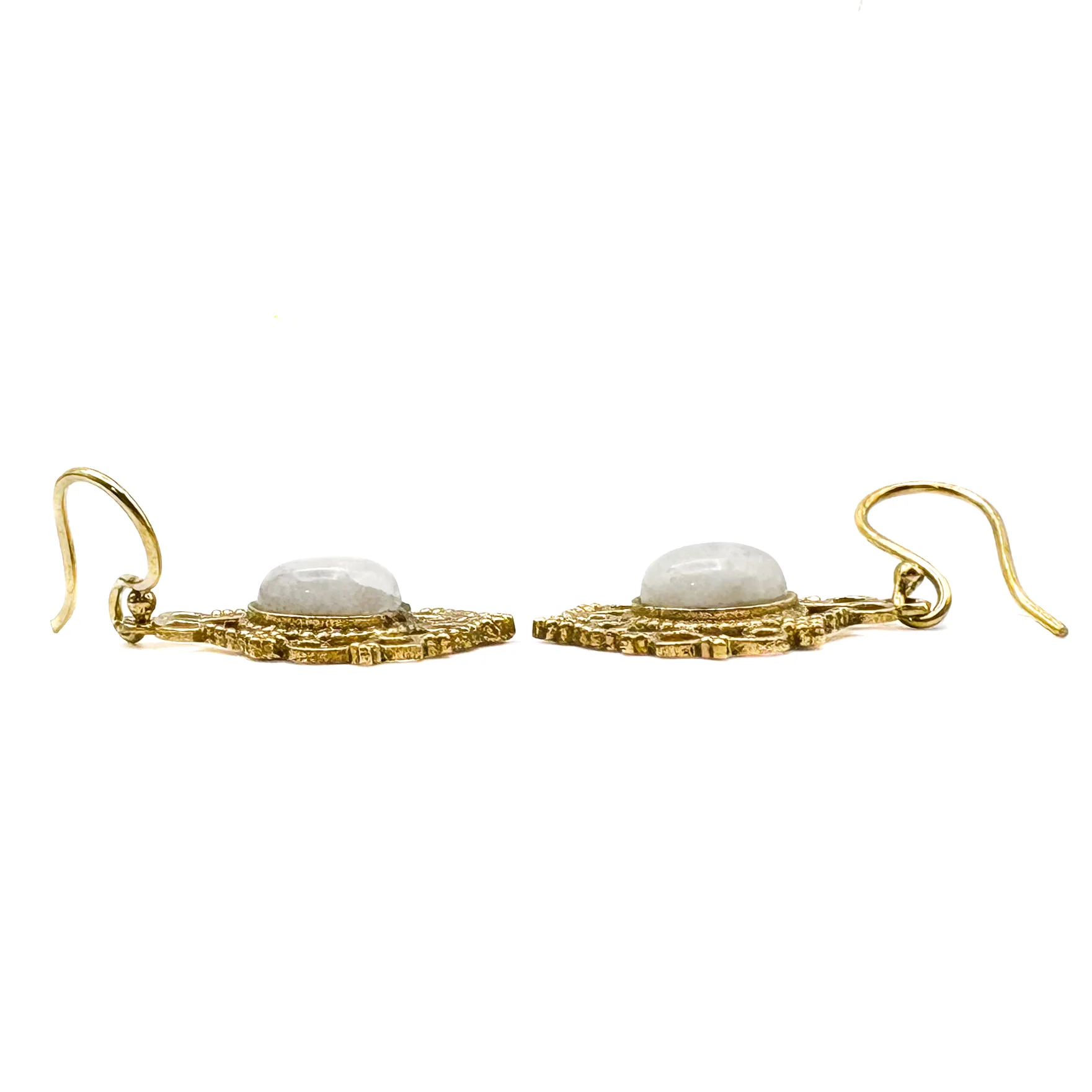 Moonstone Lace-y Swirls Brass Earrings - Image 5