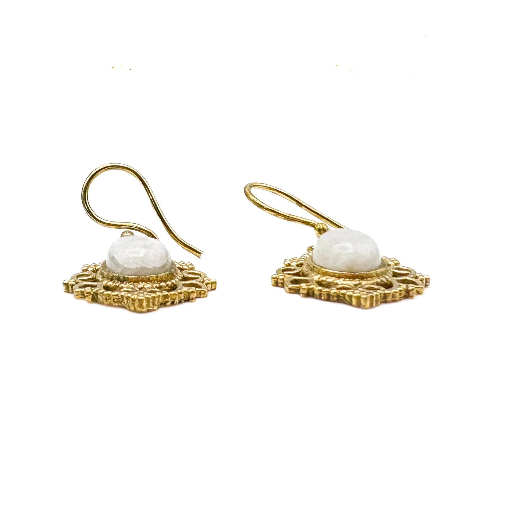 Moonstone Lace-y Swirls Brass Earrings - Image 7