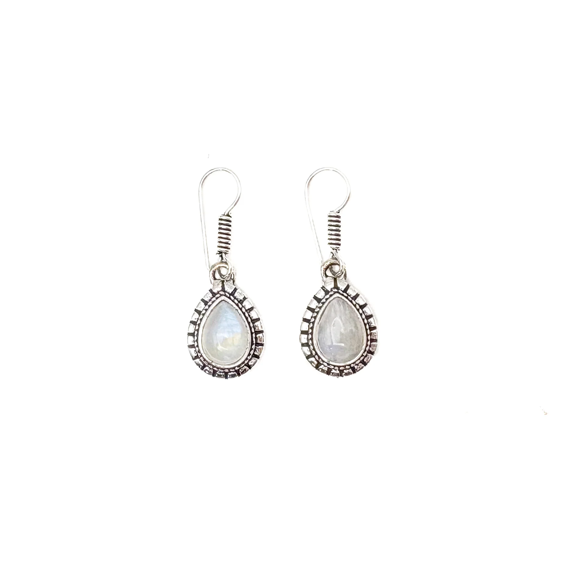 Moonstone Large Teardrop White Brass Earrings - Image 2