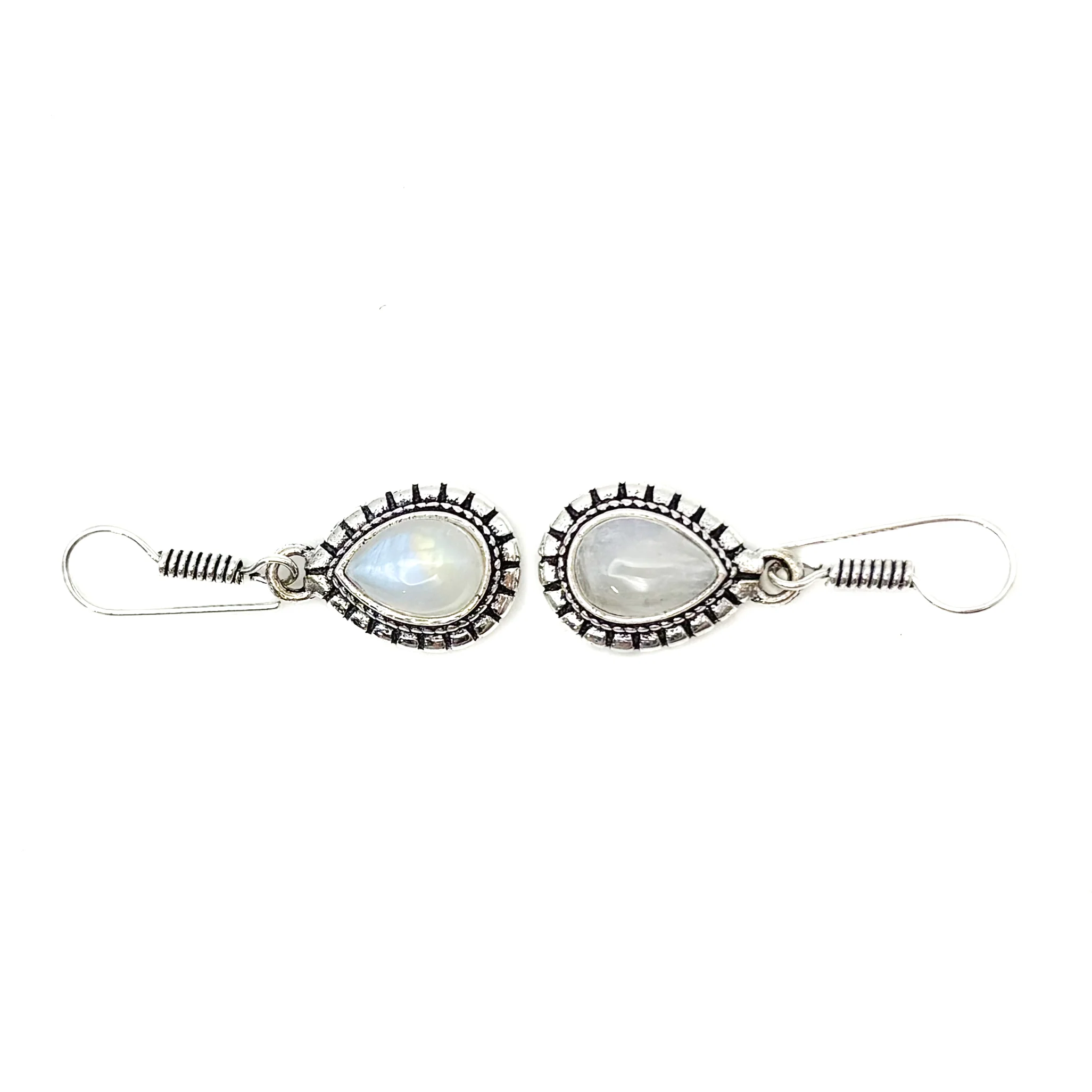Moonstone Large Teardrop White Brass Earrings - Image 4
