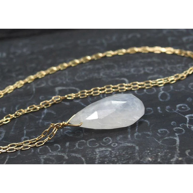 Moonstone Necklace On Gold Filled Chain With Gold Filled Spring Clasp - Image 2