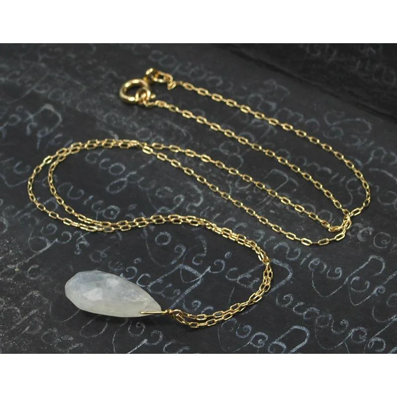 Moonstone Necklace On Gold Filled Chain With Gold Filled Spring Clasp - Image 3