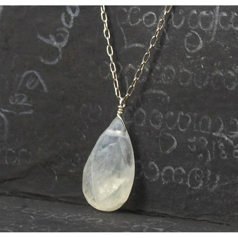 Moonstone Necklace On Sterling Silver Chain With Sterling Silver Spring Clasp 2 - Image 2