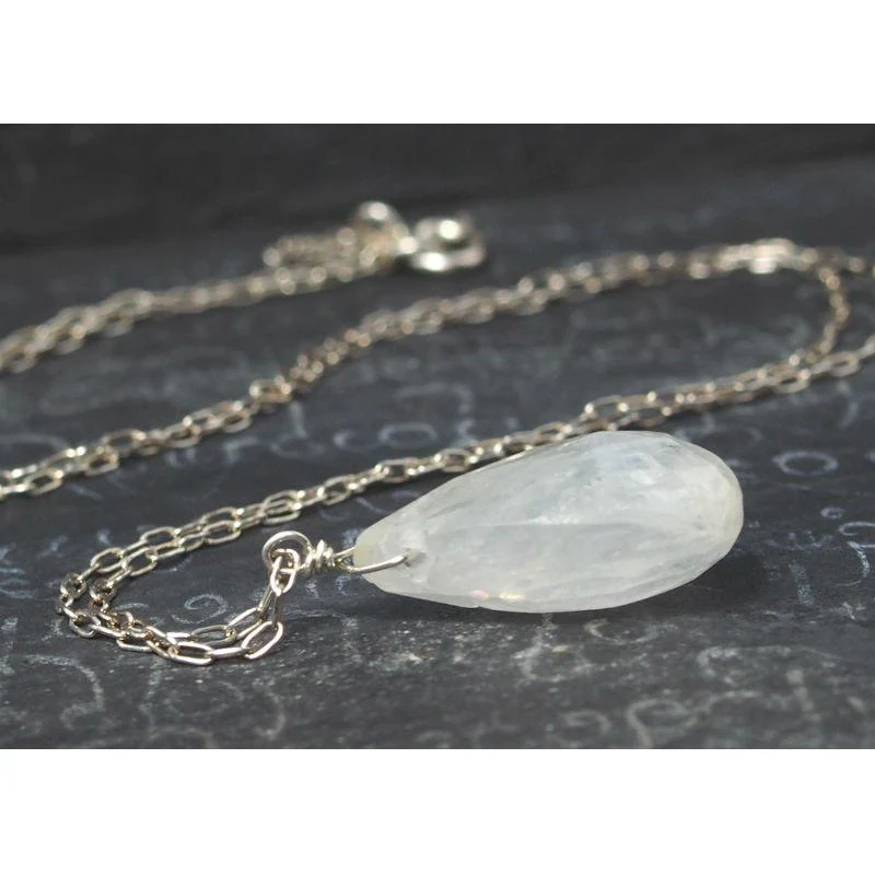 Moonstone Necklace On Sterling Silver Chain With Sterling Silver Spring Clasp 2 - Image 3