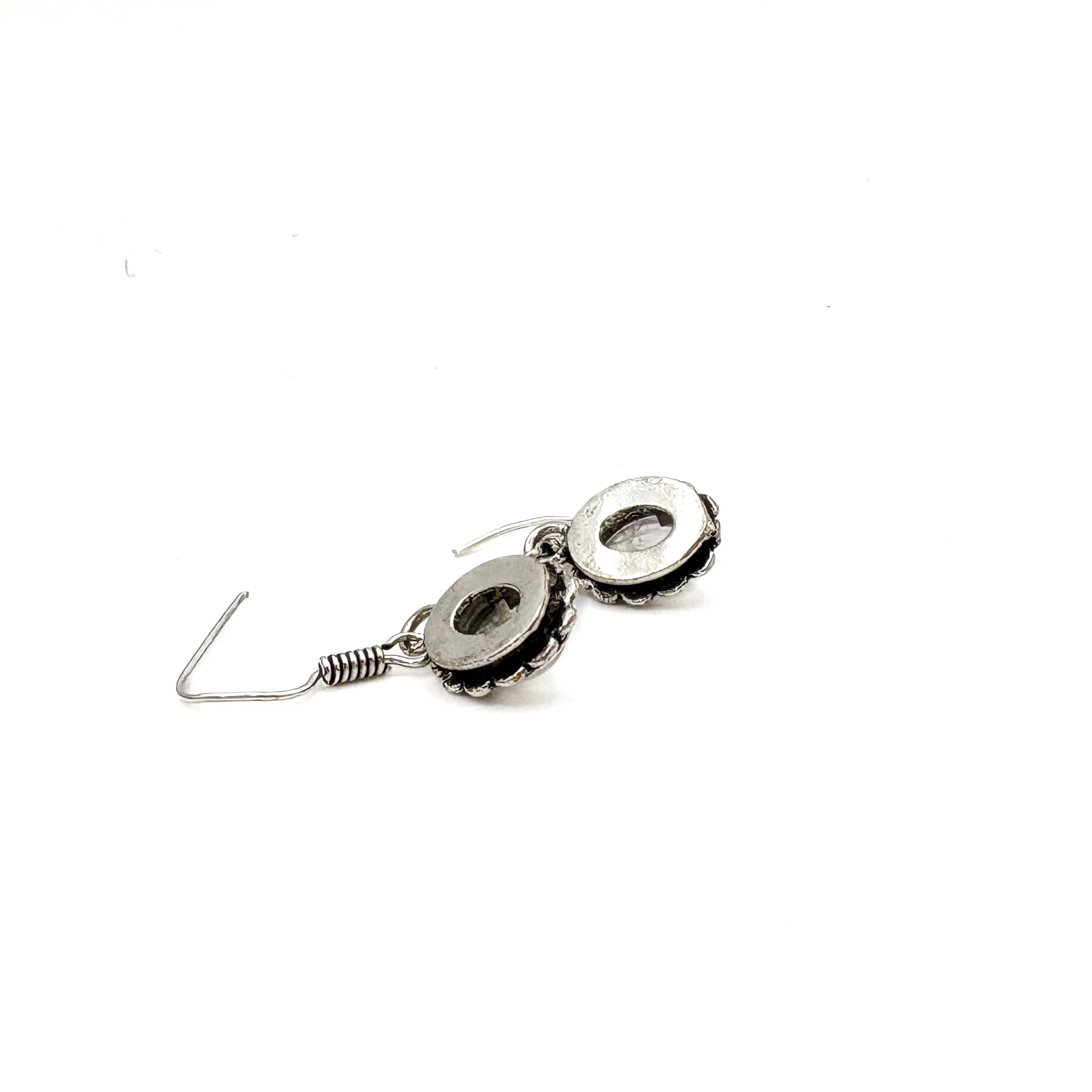Moonstone Oval Dots White Brass Earrings - Image 9