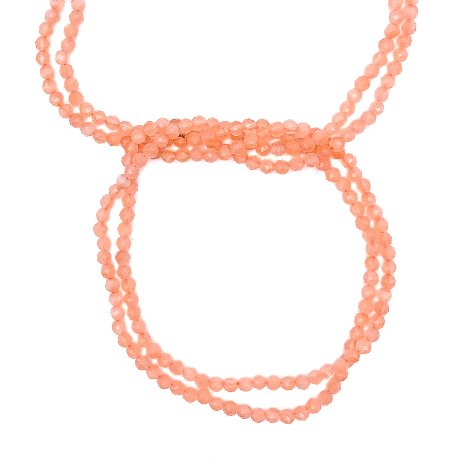 Moonstone Peach 3mm Faceted Round Bead Strand - Image 3